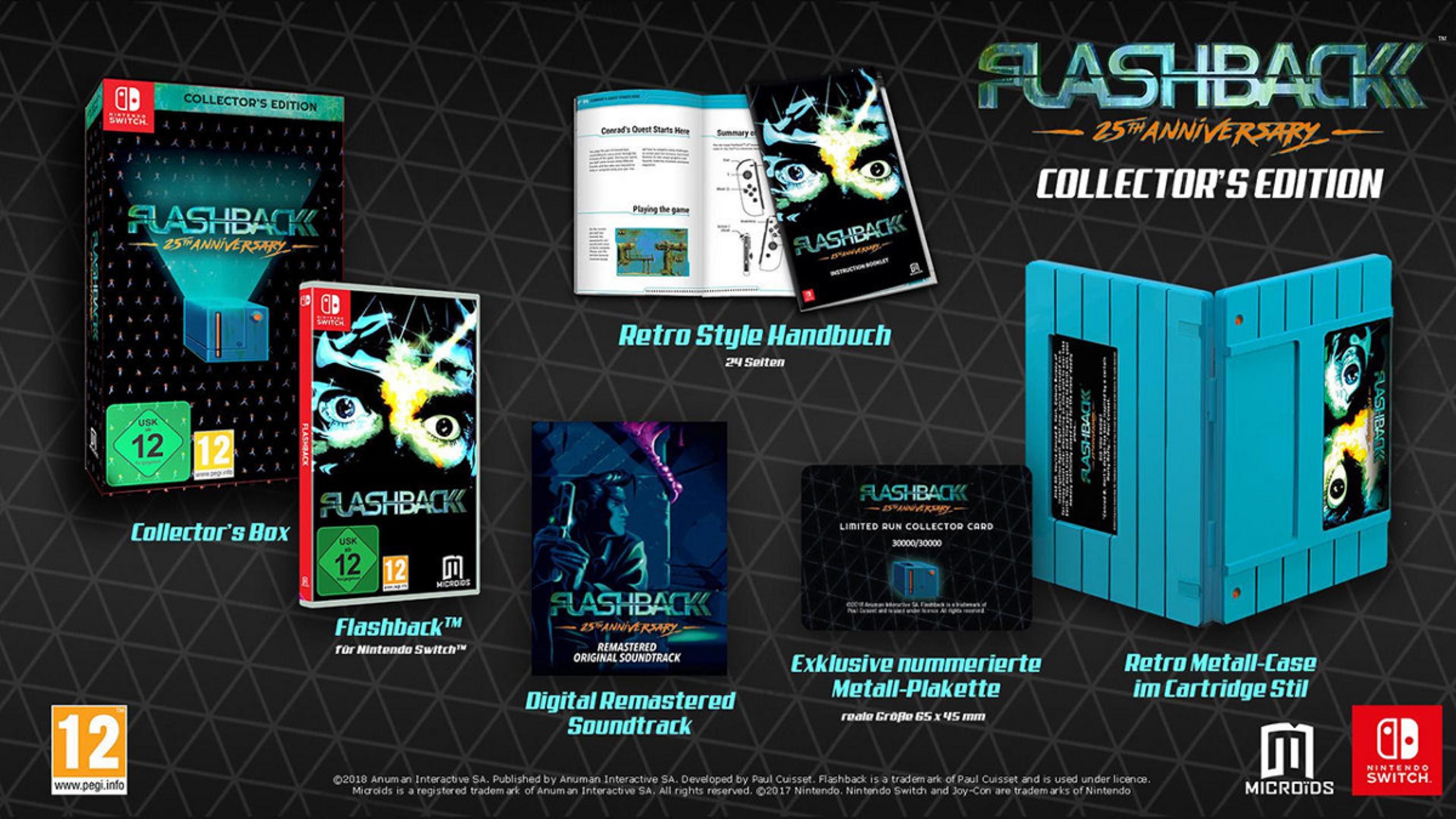 Flashback Collector's Edition mit Spiel, Handbuch, Soundtrack und Metall-Case.