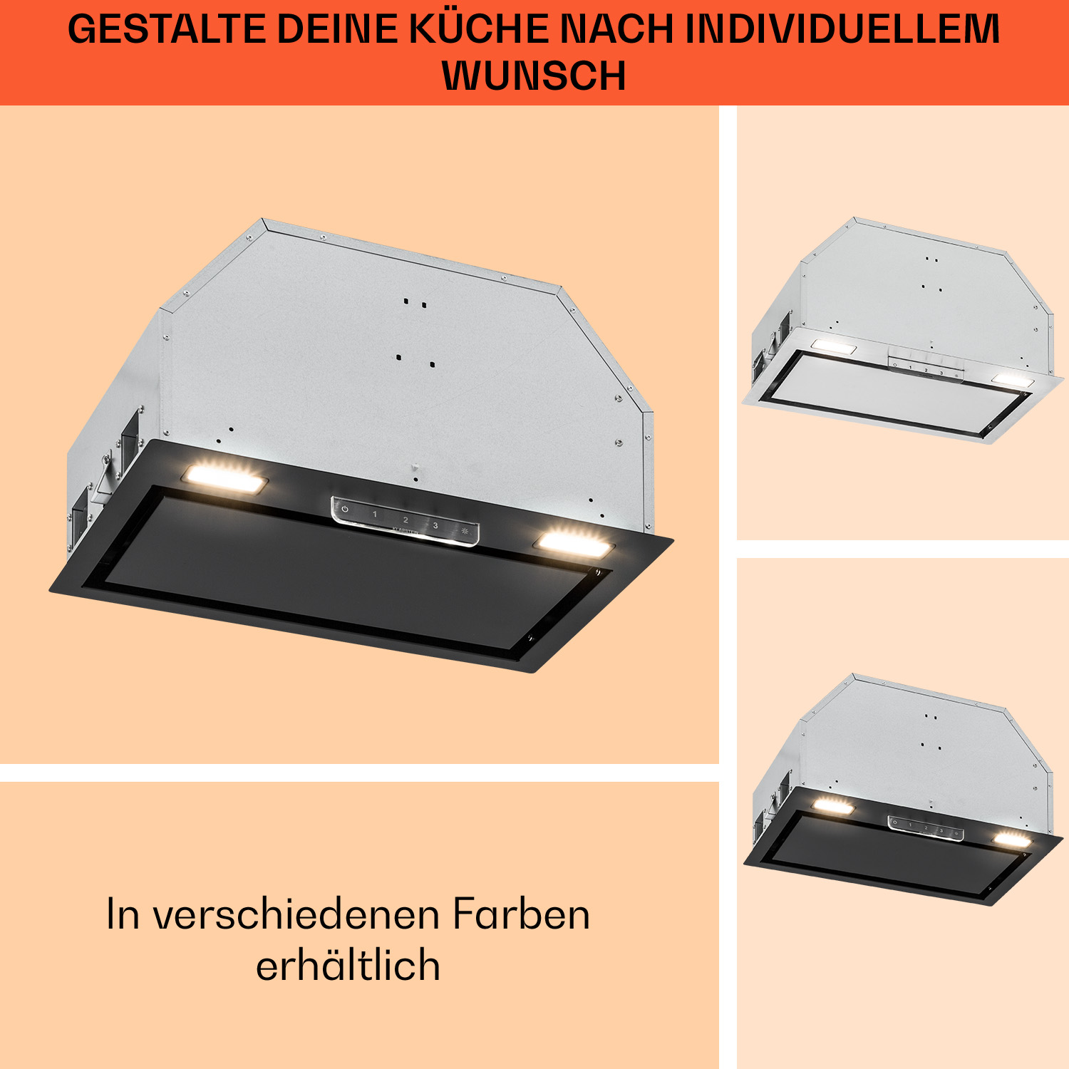Una cappa da cucina moderna con illuminazione e pulsanti.
