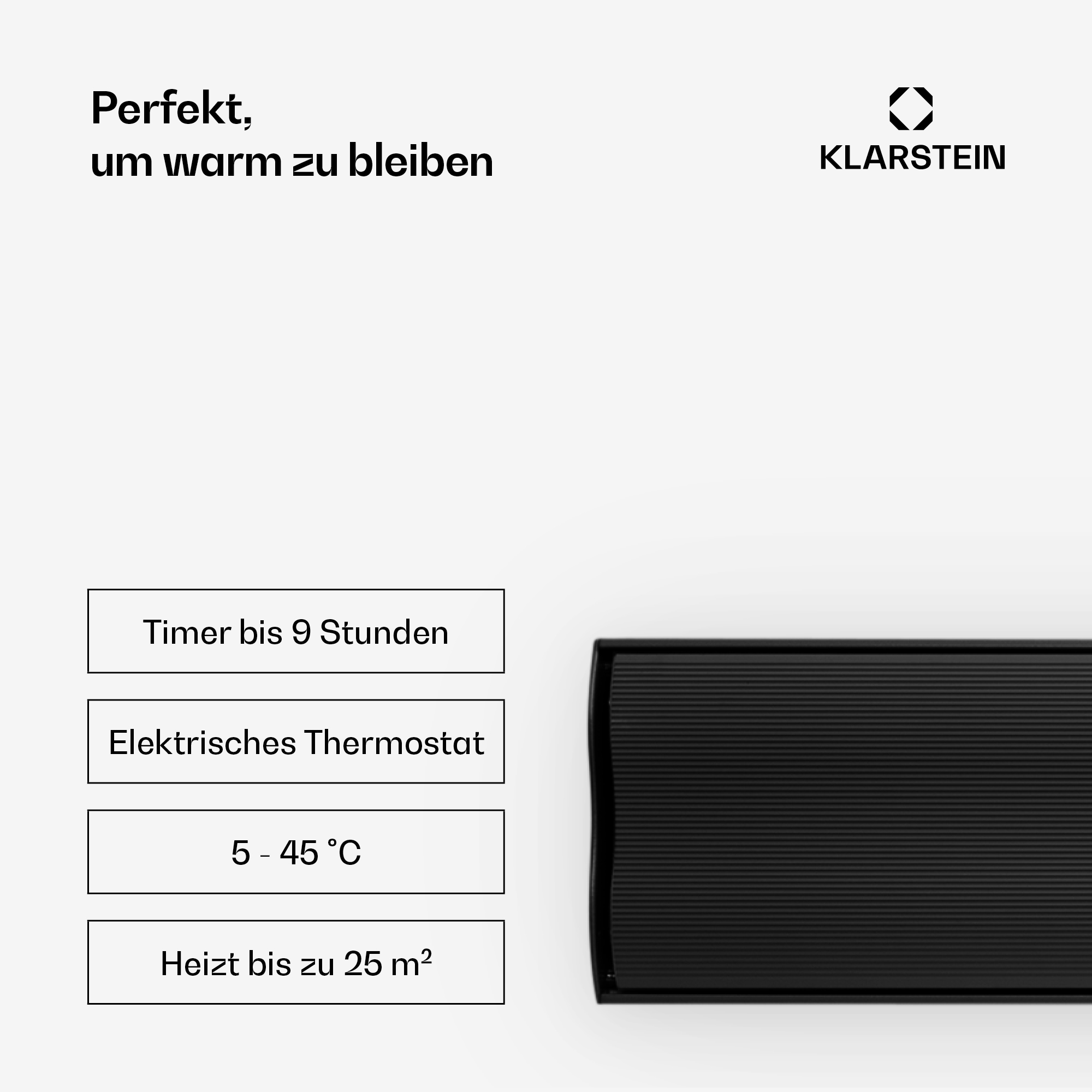 Un calentador con temporizador, termostato y capacidad de calefacción para 25 m².