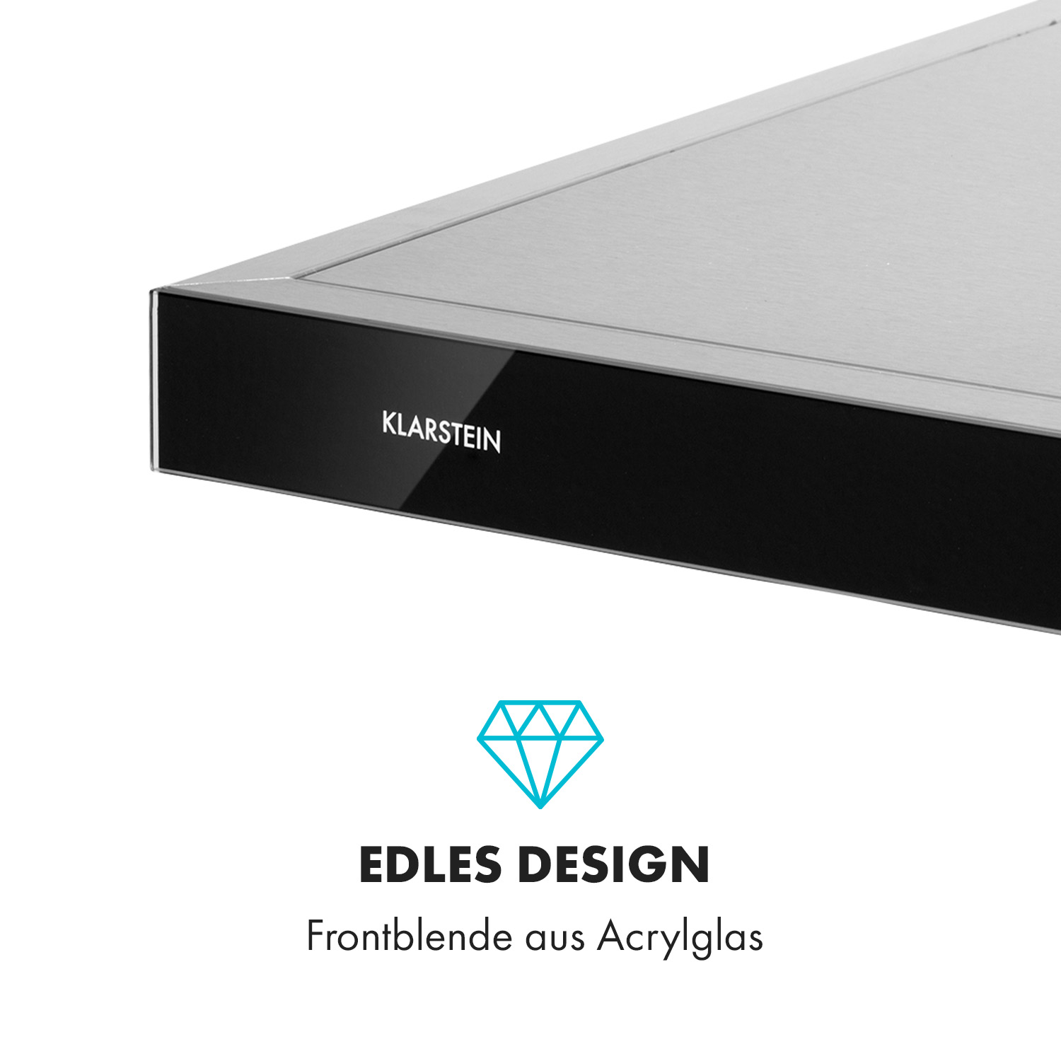 Elettrodomestico Klarstein argentato con frontale nero e simbolo diamante.