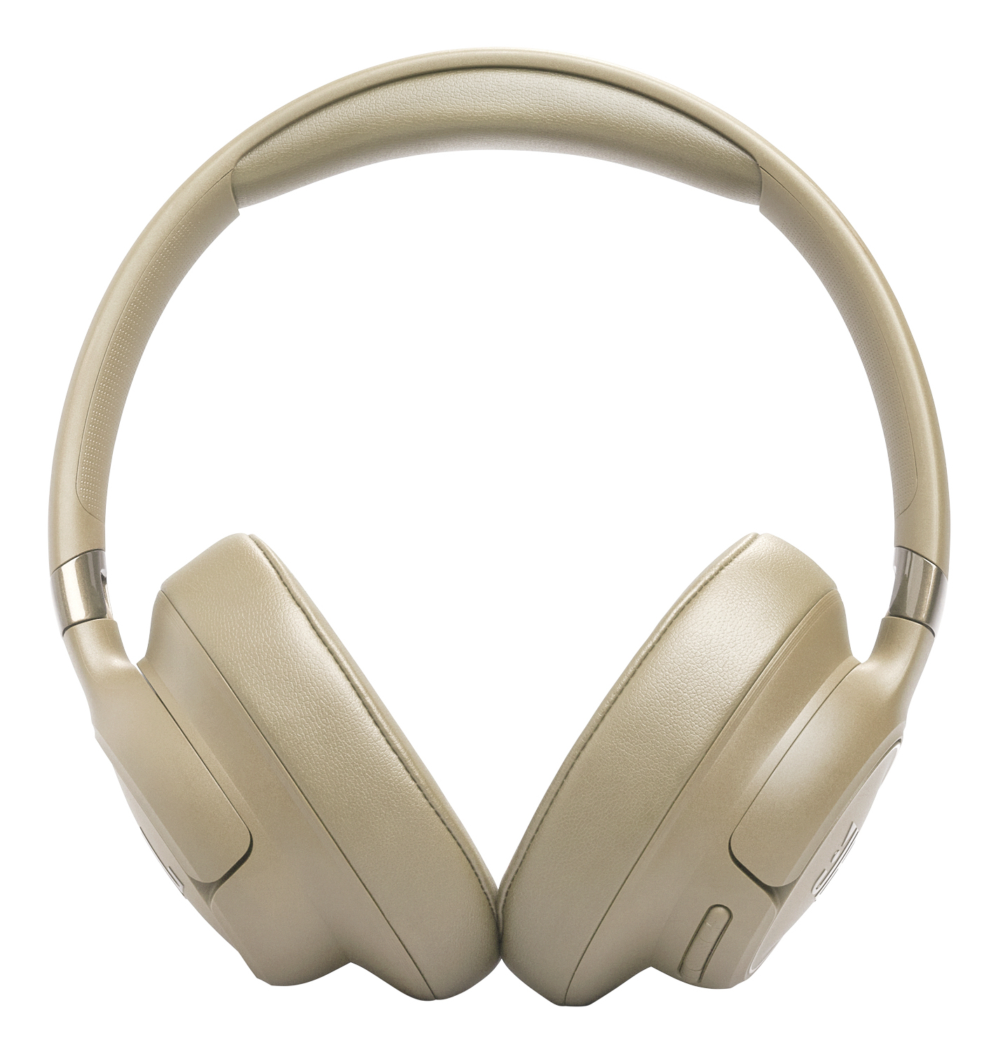 Cuffie beige con archetto e padiglioni imbottiti.