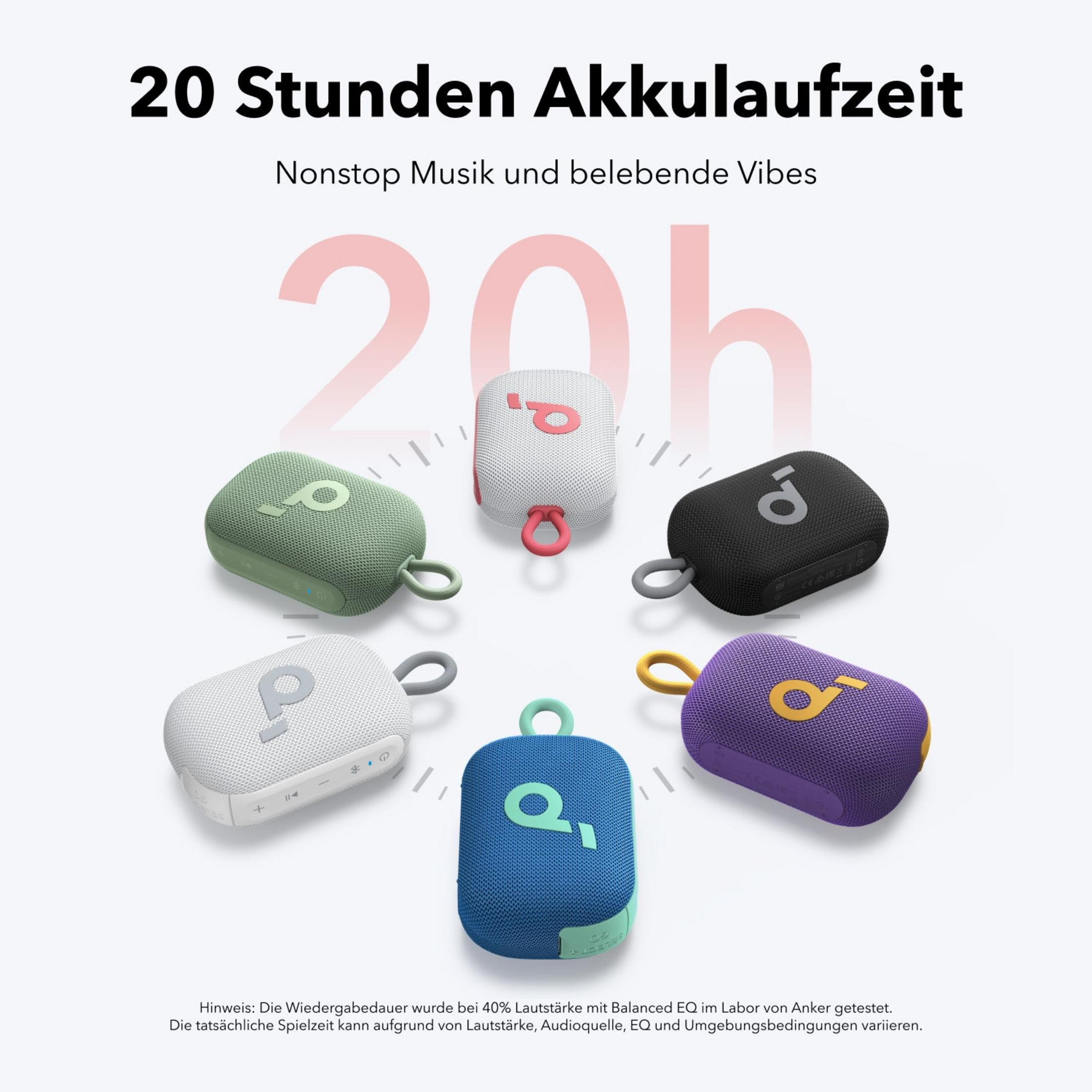 Sei altoparlanti Bluetooth colorati in vari colori.