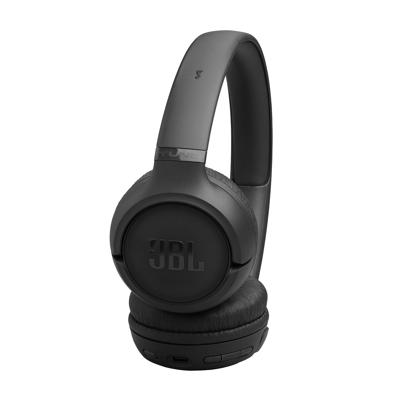 Schwarze JBL-Kopfhörer mit gepolsterten Ohrmuscheln und verstellbarem Bügel.