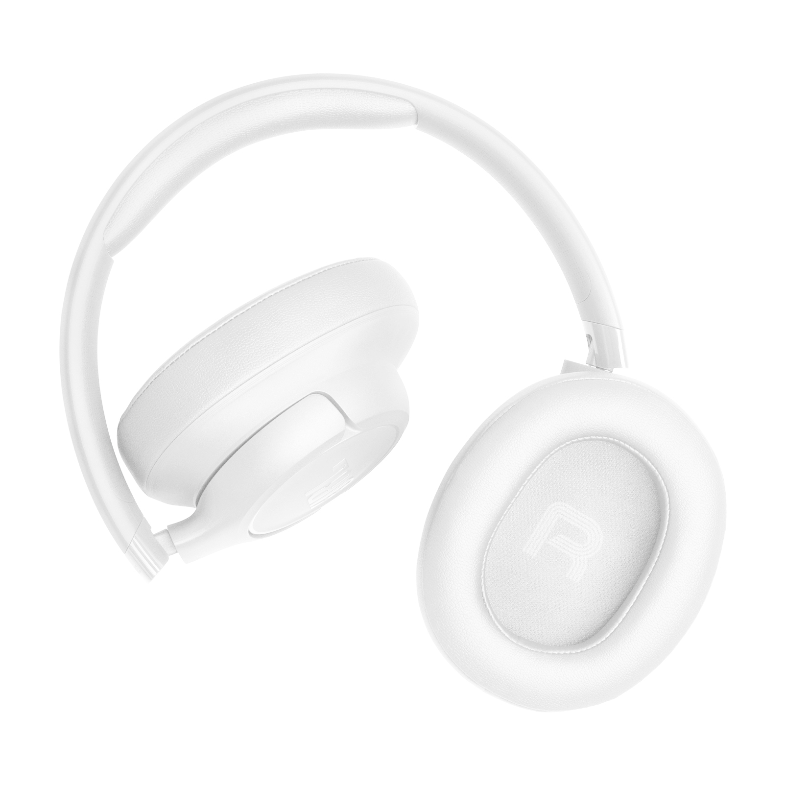 Cuffie bianche over-ear con padiglioni imbottiti e archetto imbottito.