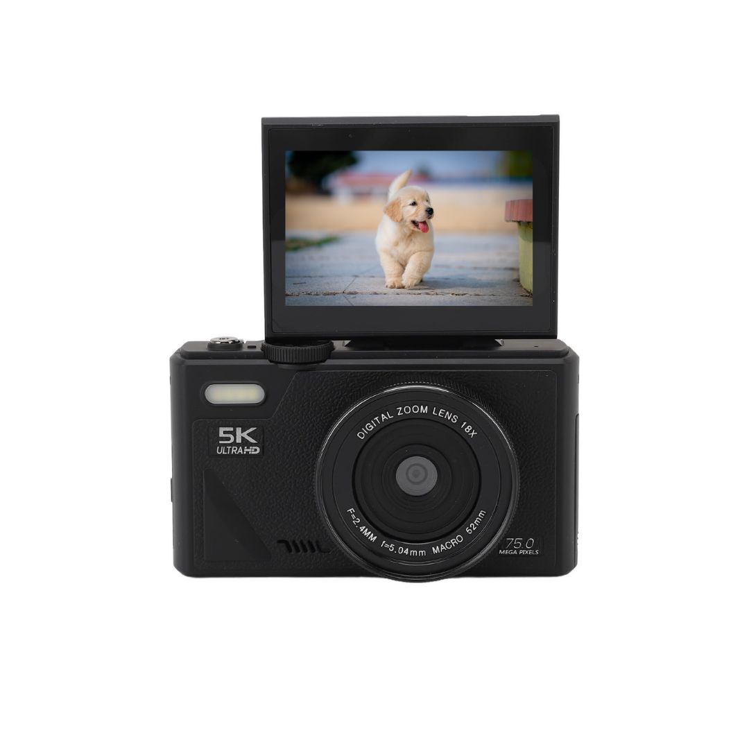 YECO 5K Dijital Kamera 75MP, 18X Zoom, Flaşlı, Retro Tasarım MP4 Video Vlog Kamera