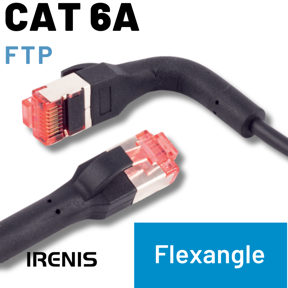 Kırmızı konektörlü CAT 6A FTP Flexangle kablosu