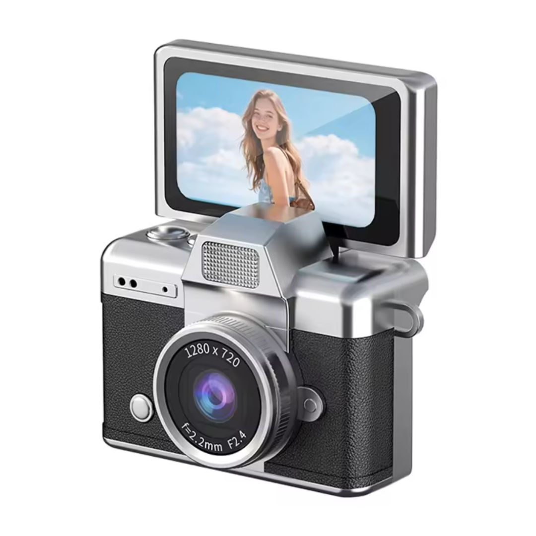 YECO 48 MP Mini Dijital Kamera, Dönen Ekranlı Selfie 1080P Video, Flaşlı Siyah Vlog Kamera
