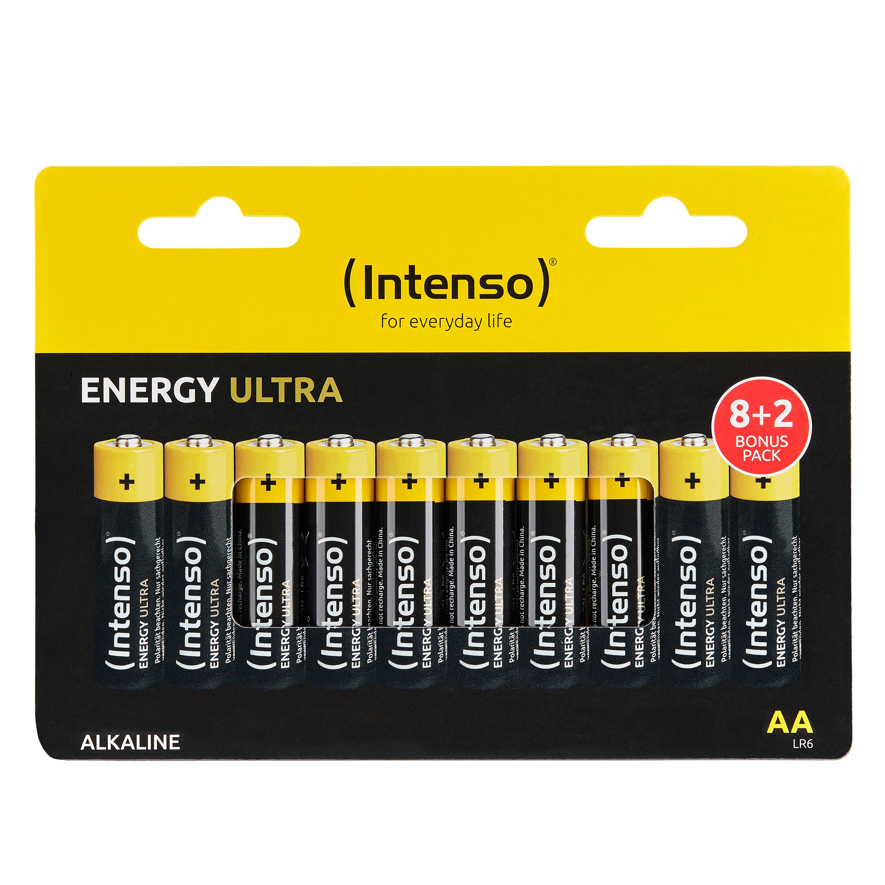 10 adet AA Intenso Energy Ultra alkalin pil paketi.