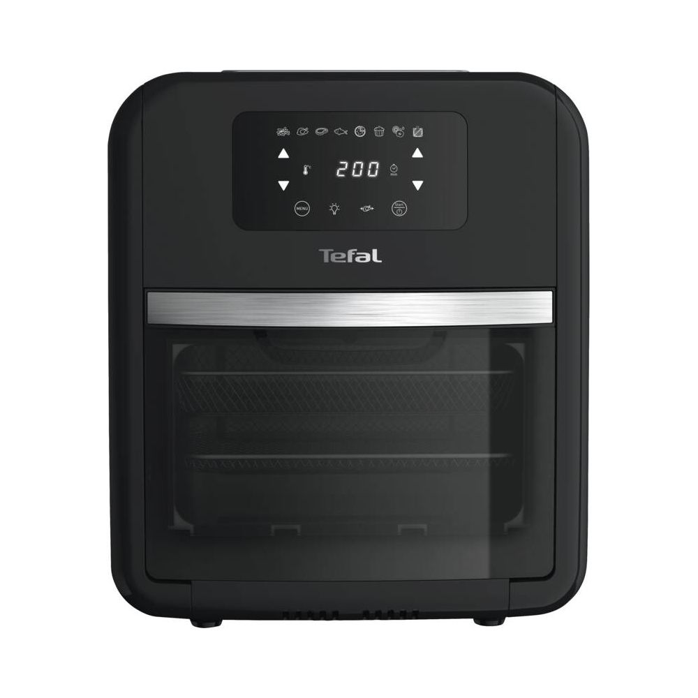 Czarna frytkownica Tefal z cyfrowym wyświetlaczem, 200 stopni.