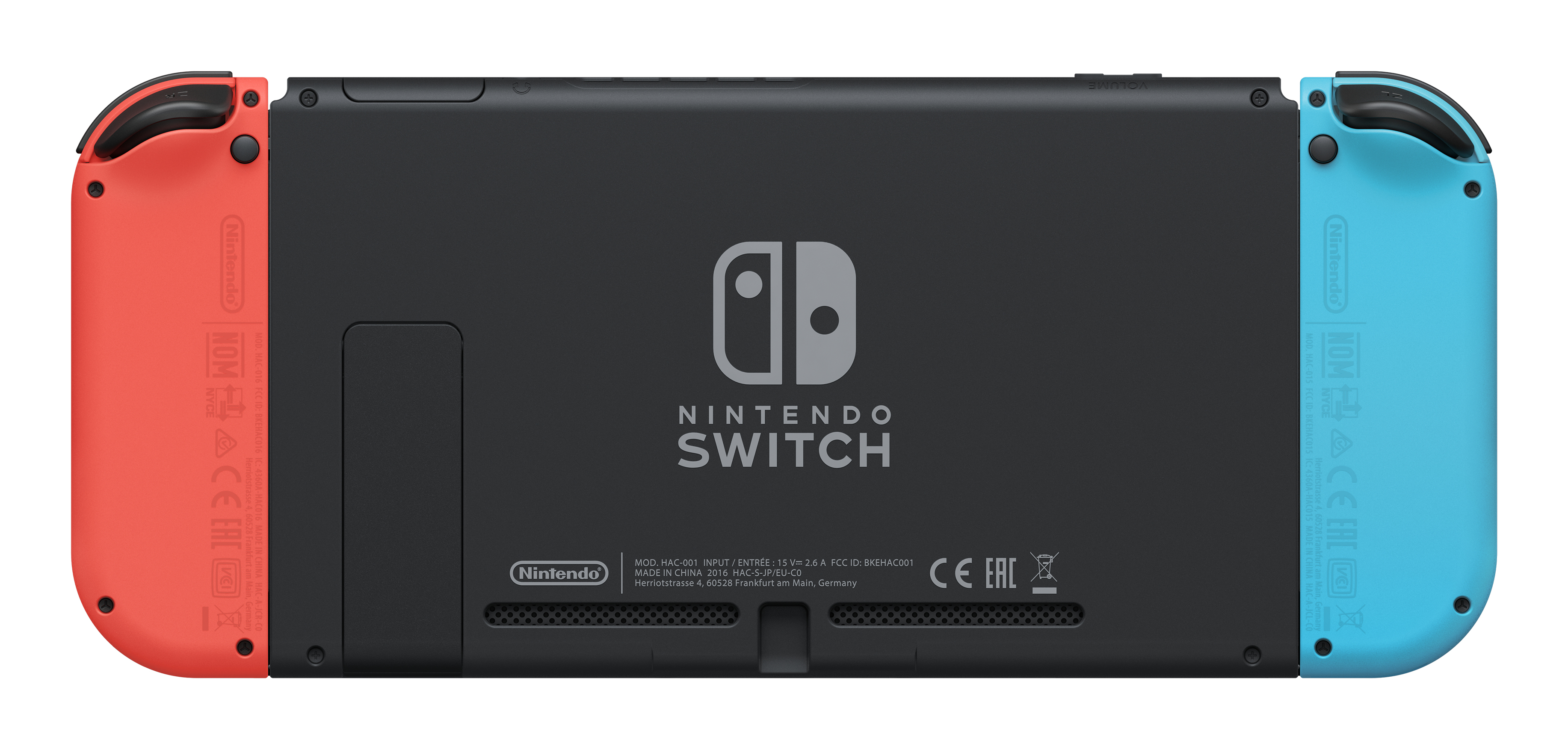 Retro del Nintendo Switch con Joy-Con rossi e blu.