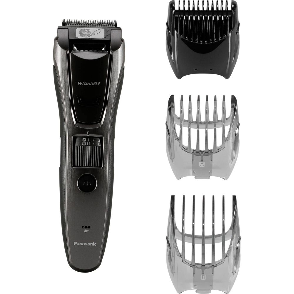 Trymer Panasonic z odpinanymi nasadkami o różnej długości.