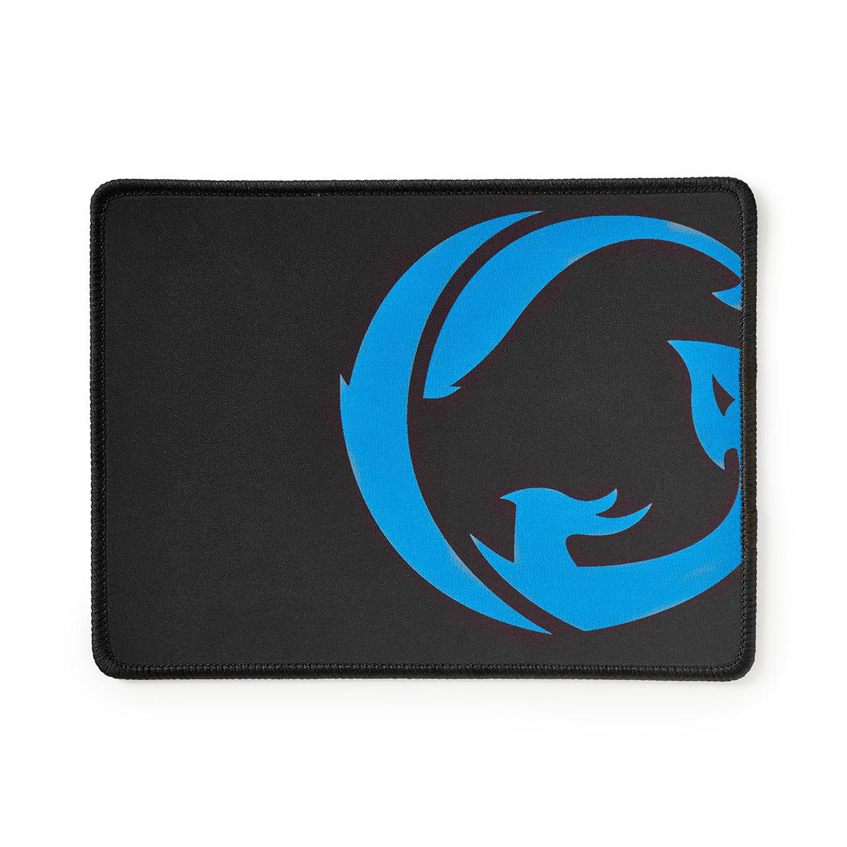 Tappetino per mouse nero con logo di aquila blu.