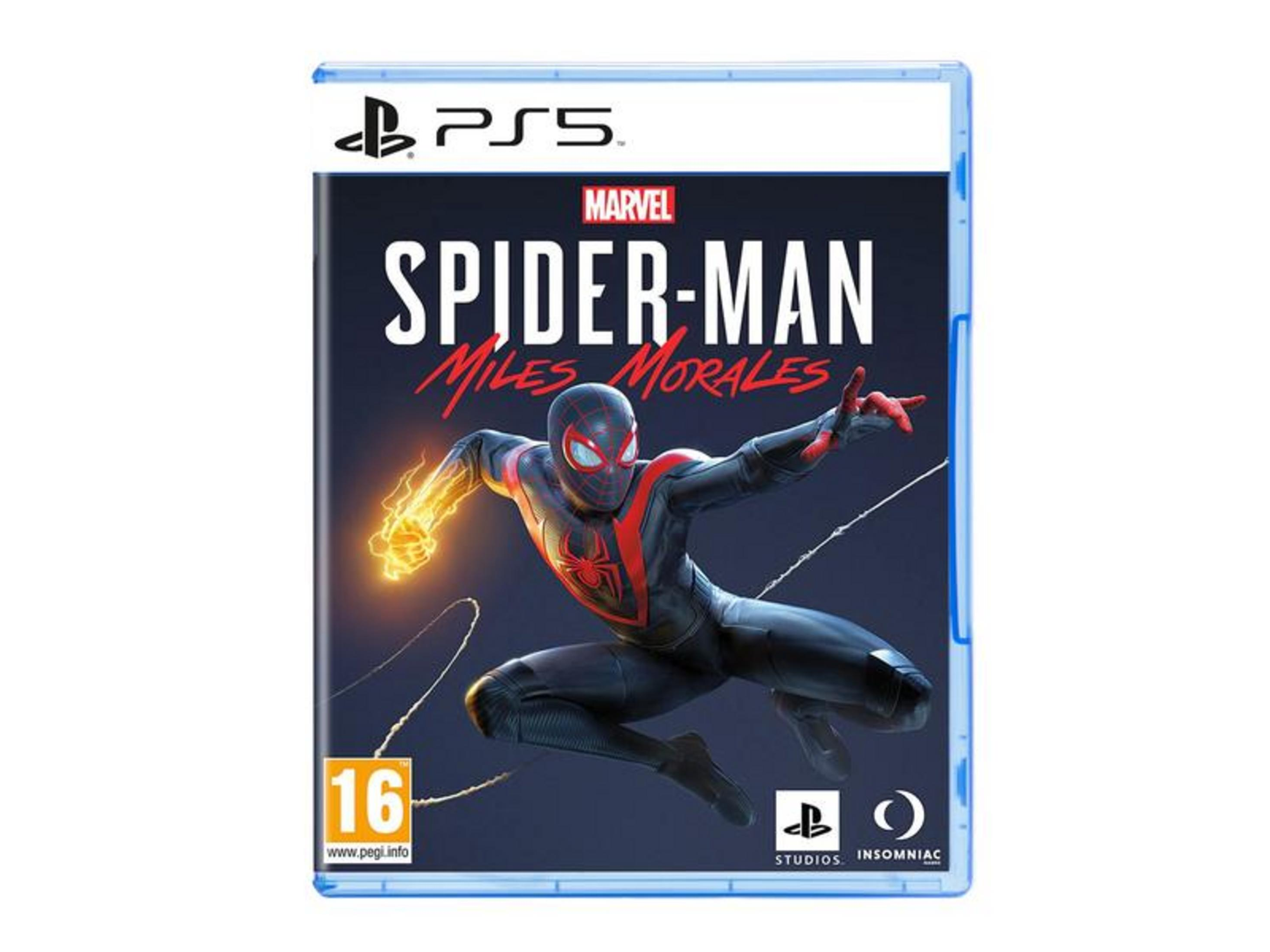 Okładka gry Spider-Man Miles Morales na PS5 z Milesem Moralesem w akcji.