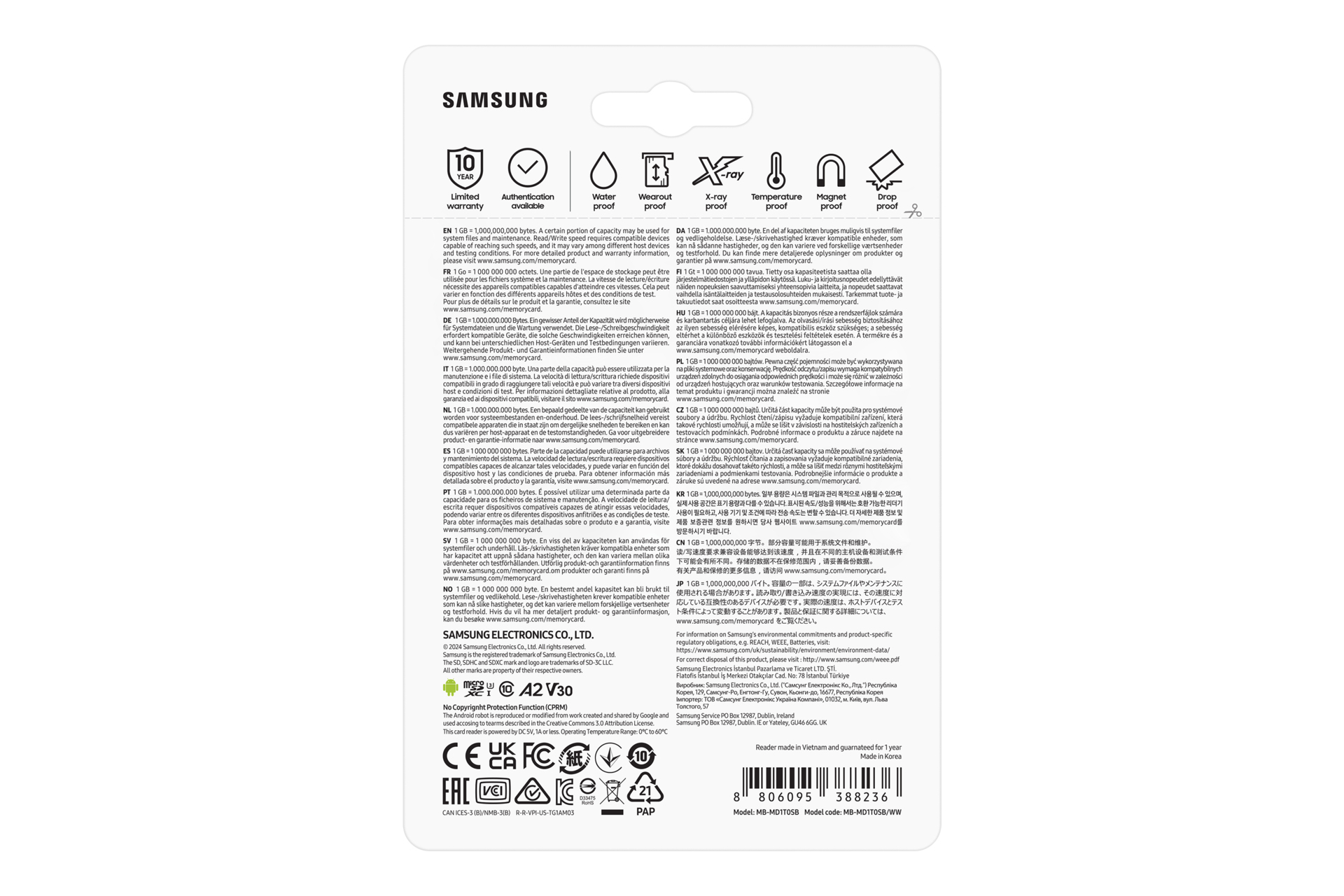 Samsung Speicherkarte mit Garantie, Wasserdicht, Stoßfest, magnetisch, X-Ray, Temperaturbeständig.