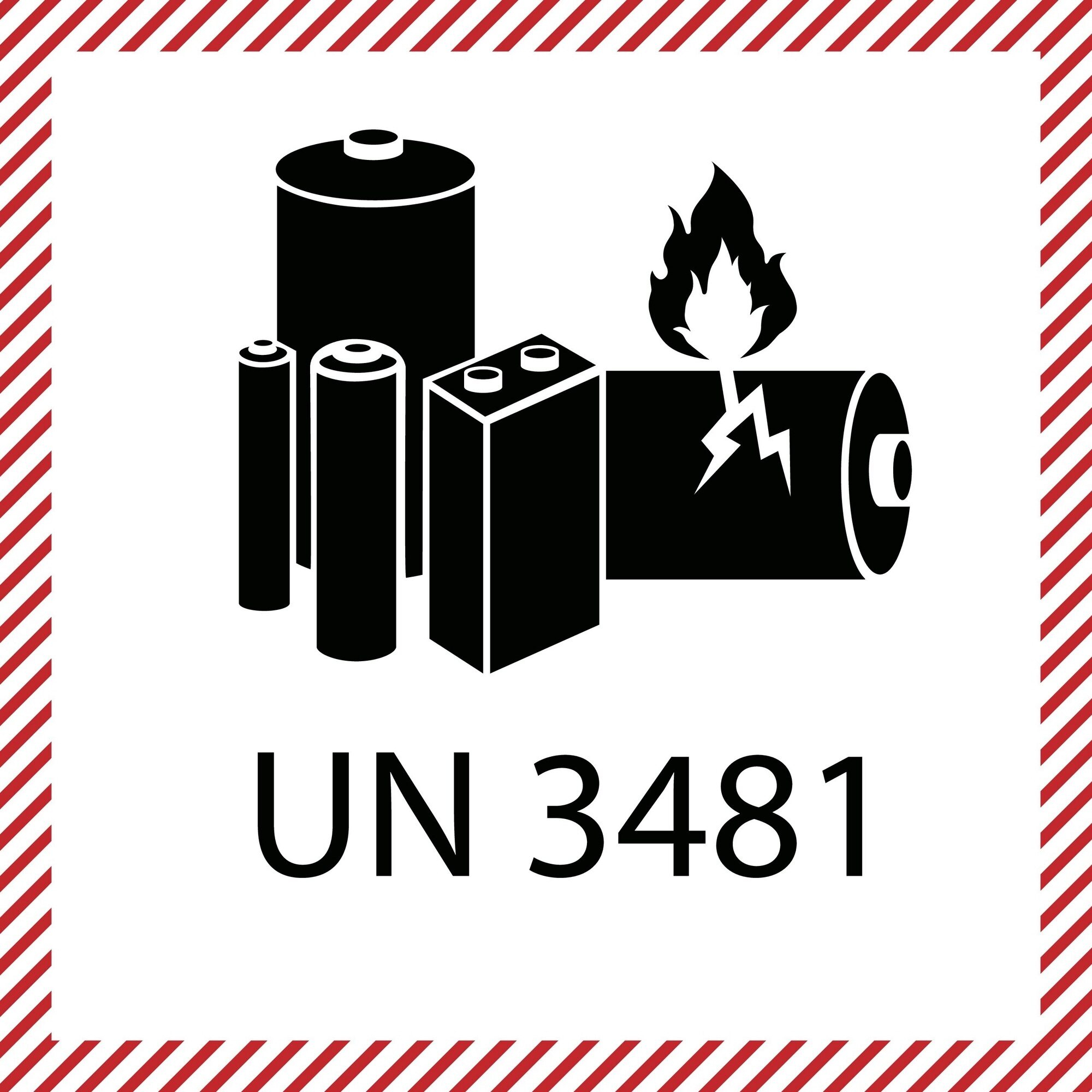Symbol für Lithiumbatterien, UN 3481.