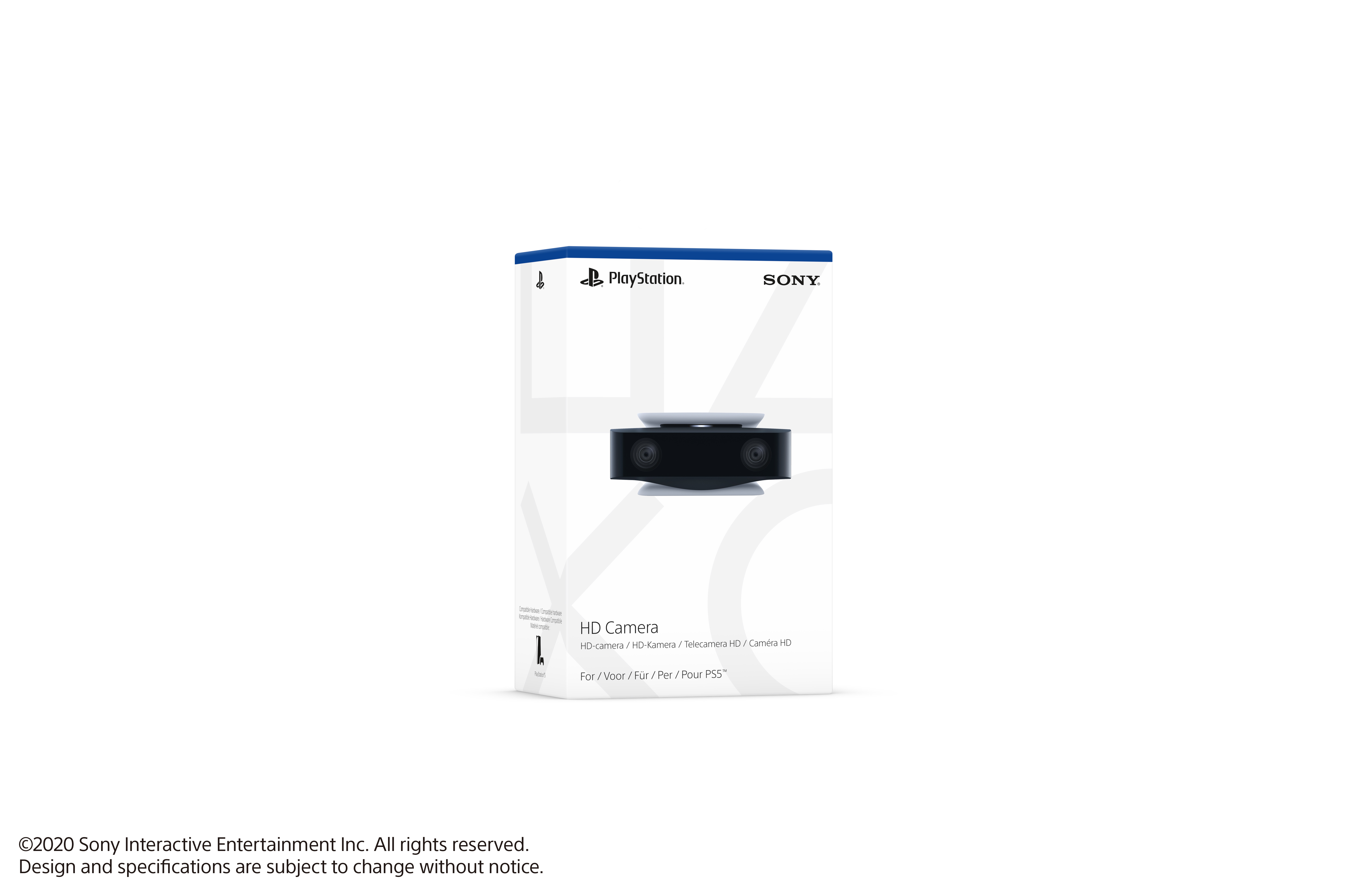 Verpackung einer Sony HD-Kamera für die PS5 mit PlayStation- und Sony-Logo.