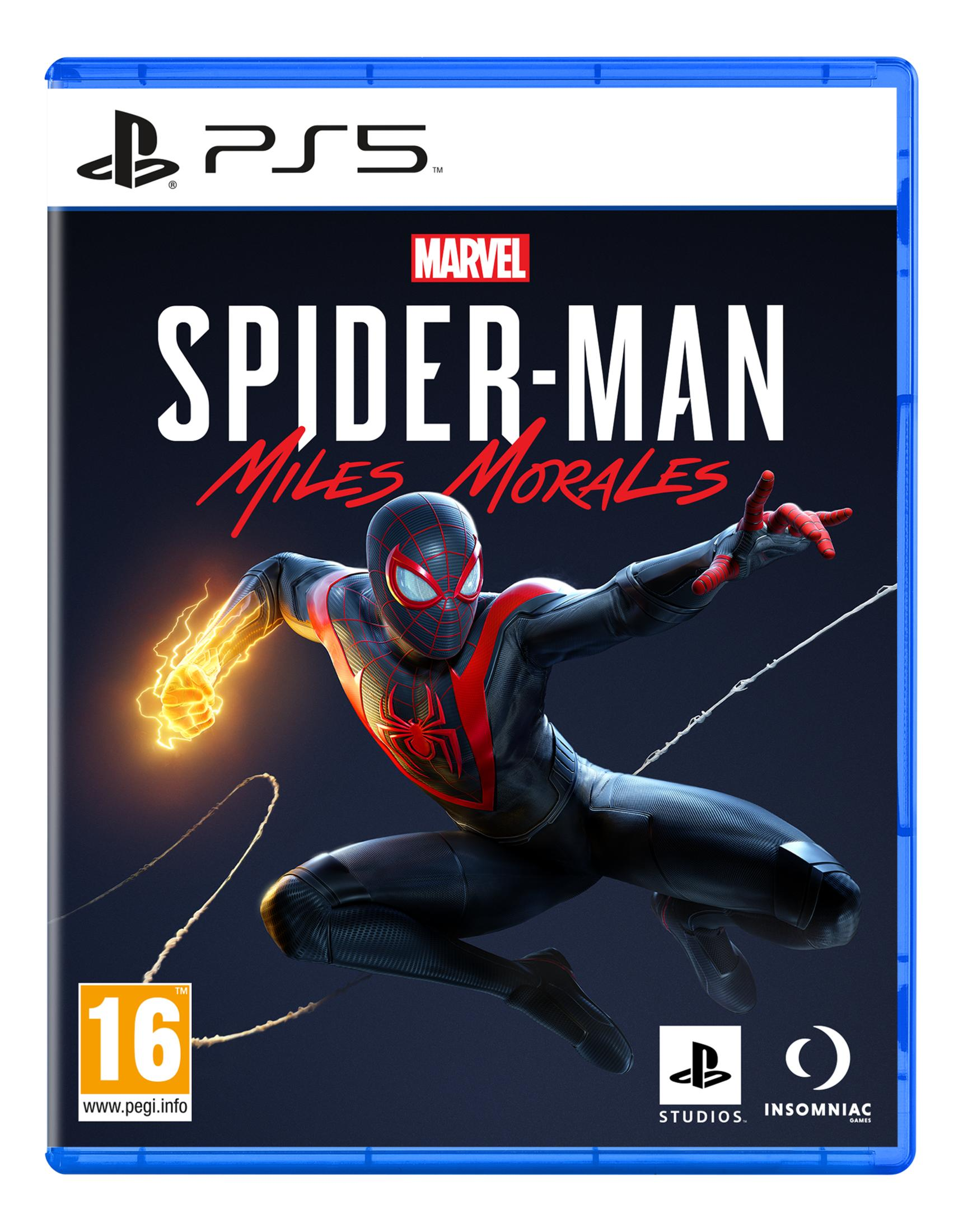Spider-Man nella sua tuta nera con accenti rossi, in movimento.