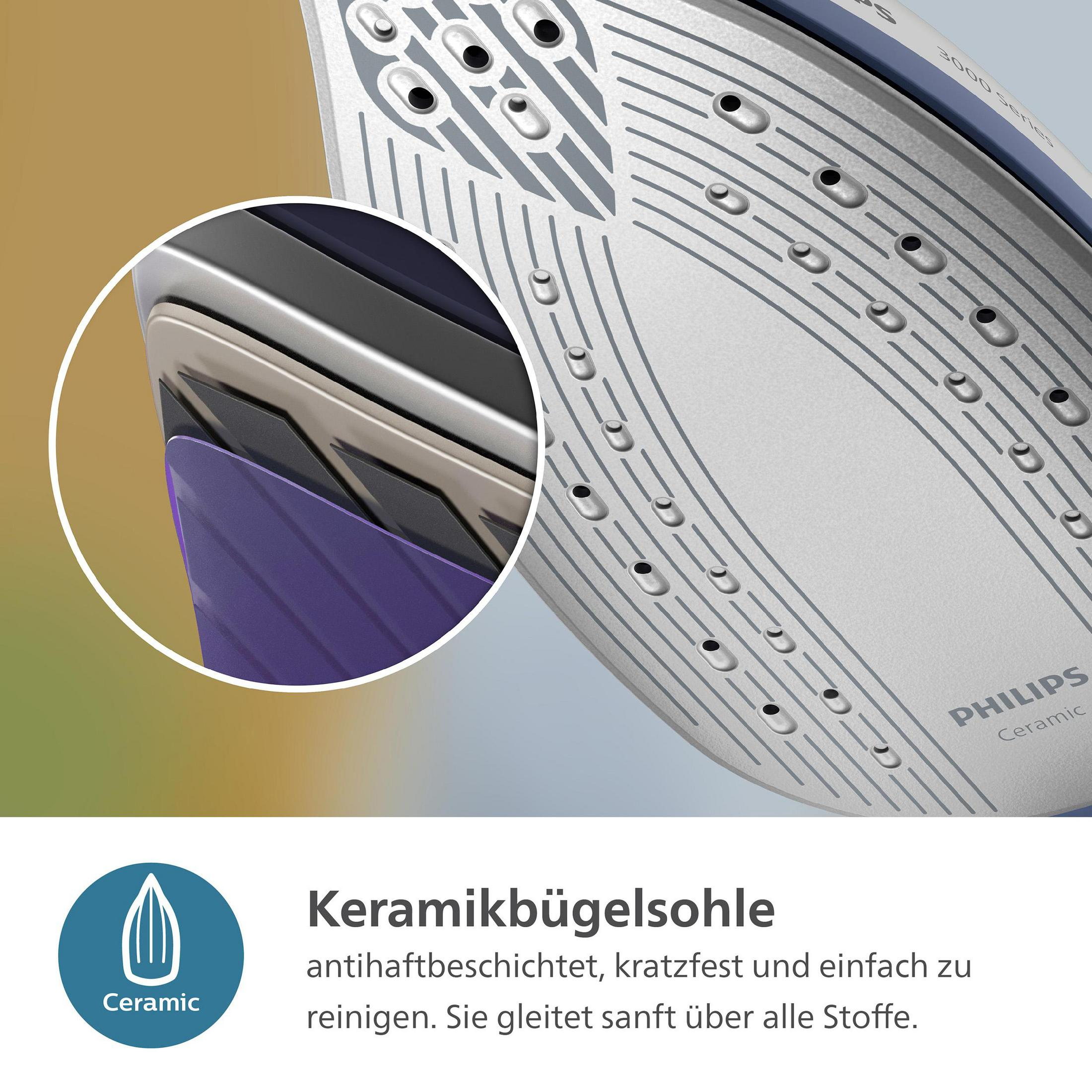 Zbliżenie na ceramiczną stopę żelazka z otworami parowymi.