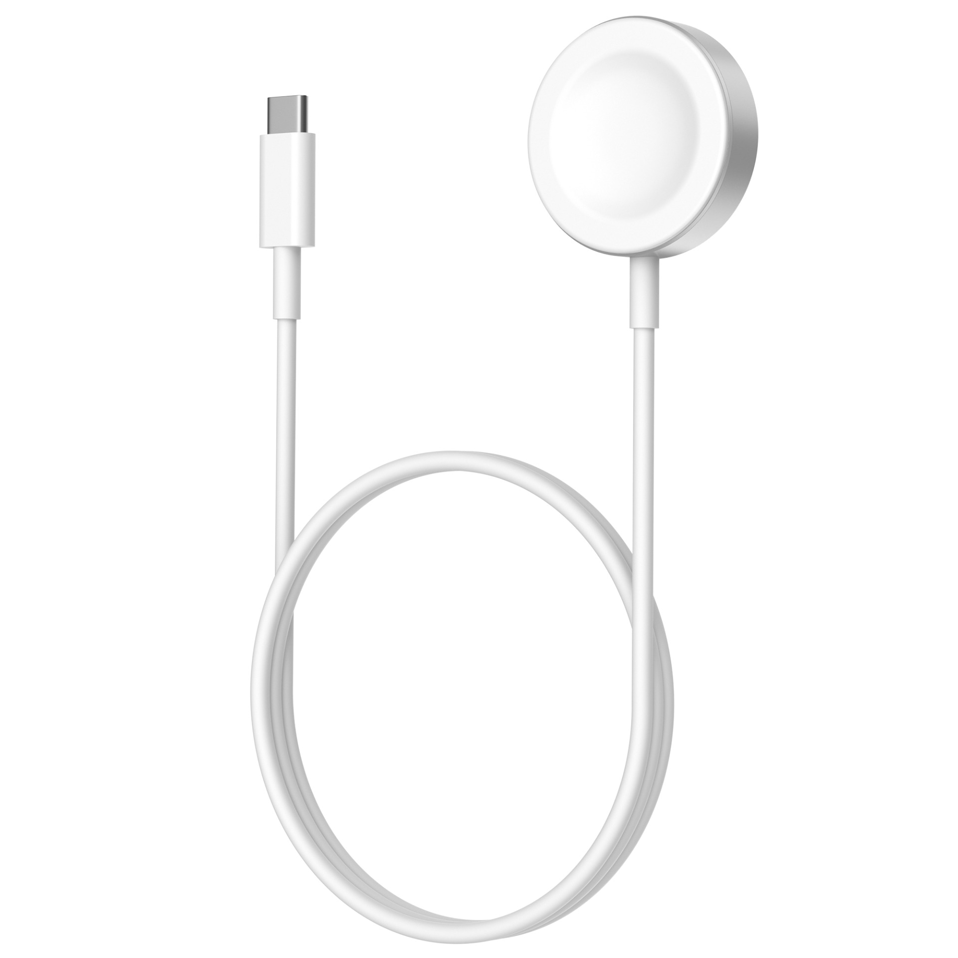 Biały kabel ładujący ze złączem USB-C i magnetyczną ładowarką.