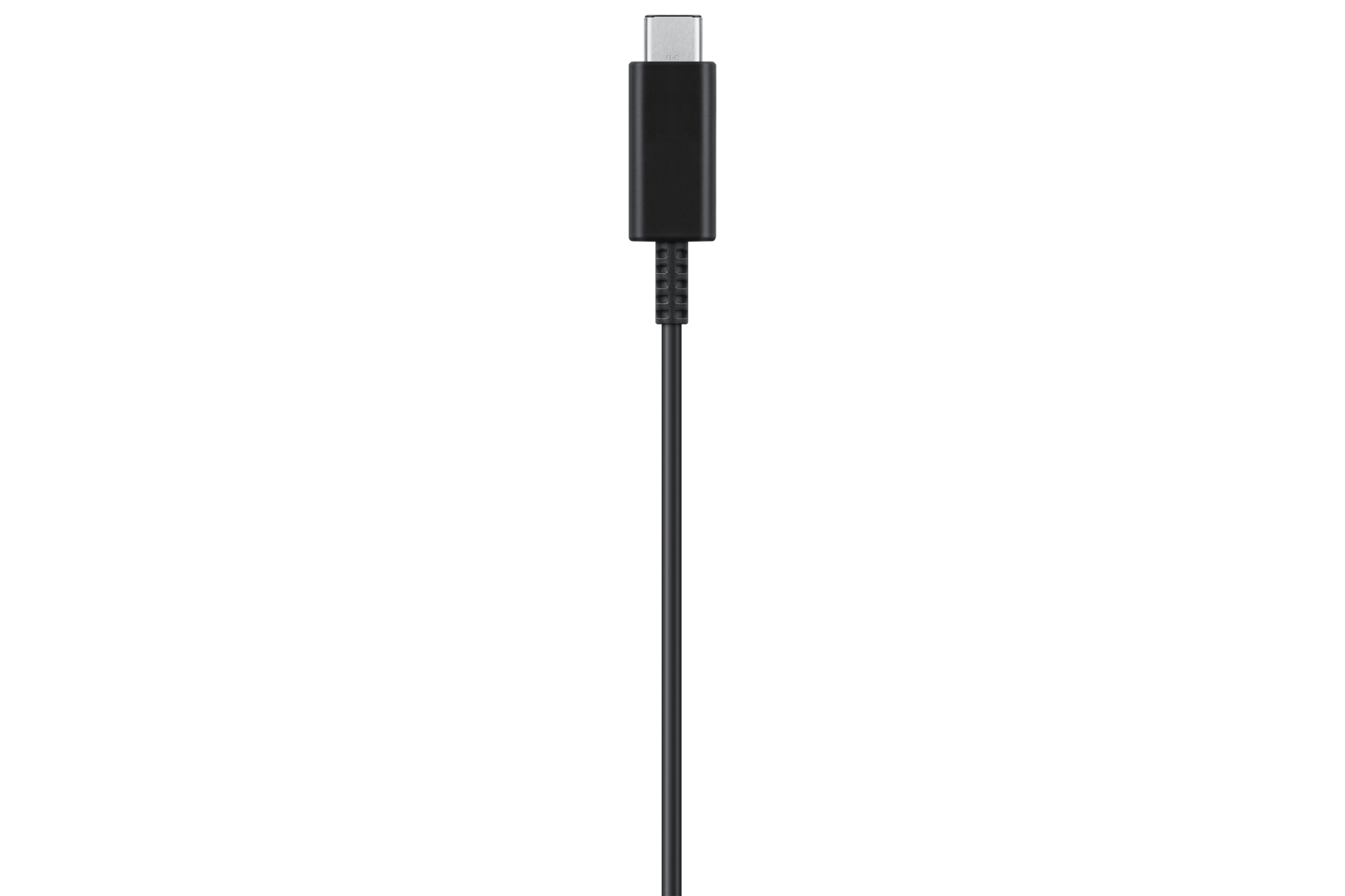 Cavo USB-C nero con connettore rettangolare.