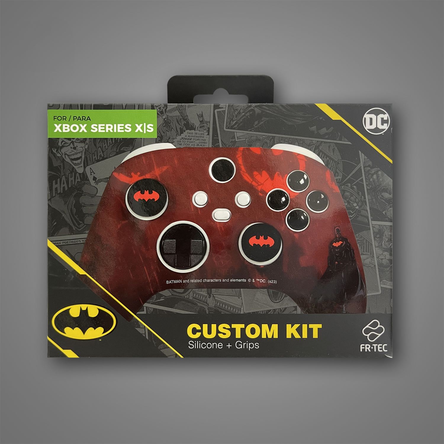 Kit controller a tema Batman per Xbox Series X/S con design in marmo rosso e grafica DC Comics.