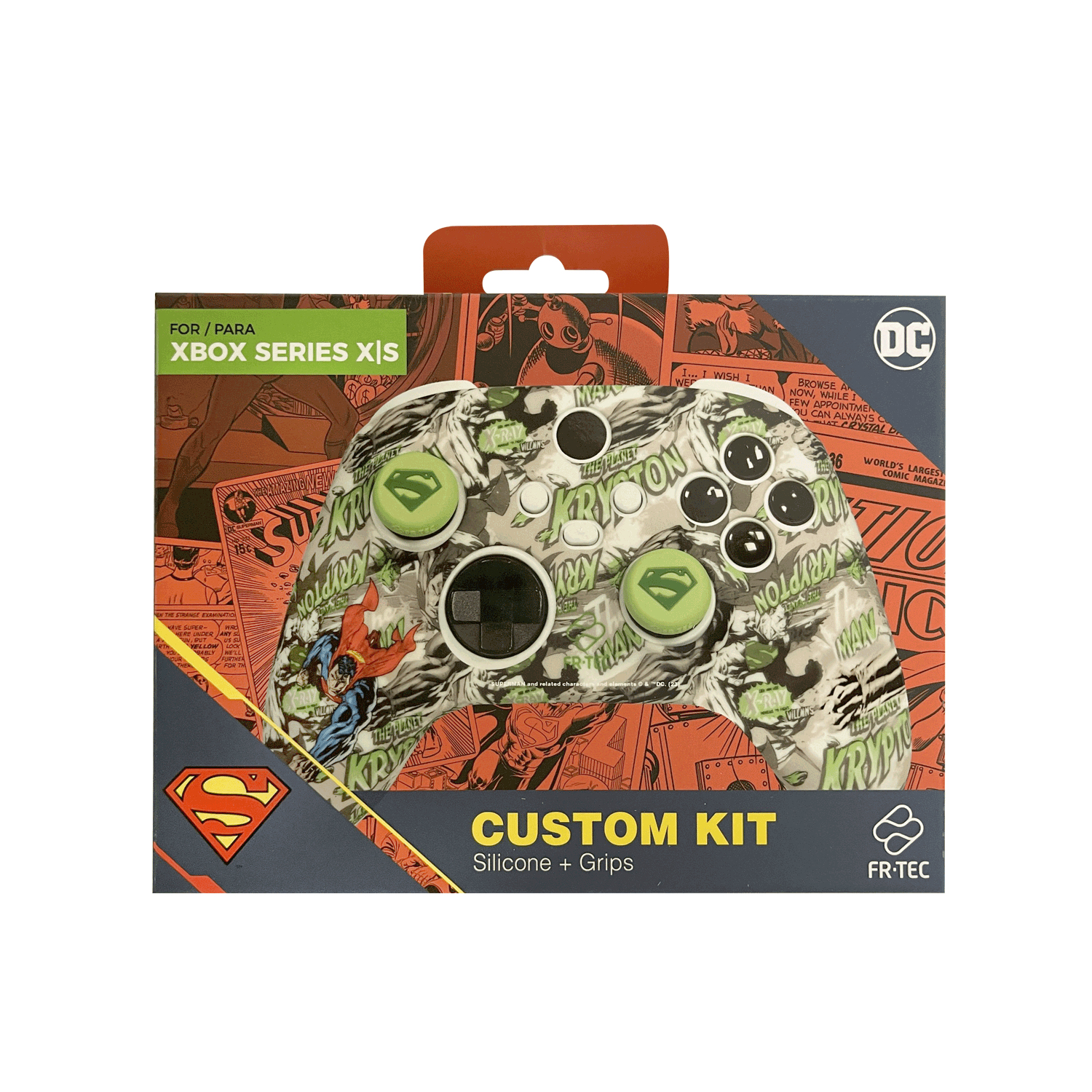 Xbox Series X/S controller in DC Comics custom kit verpakking met Superman graphics.