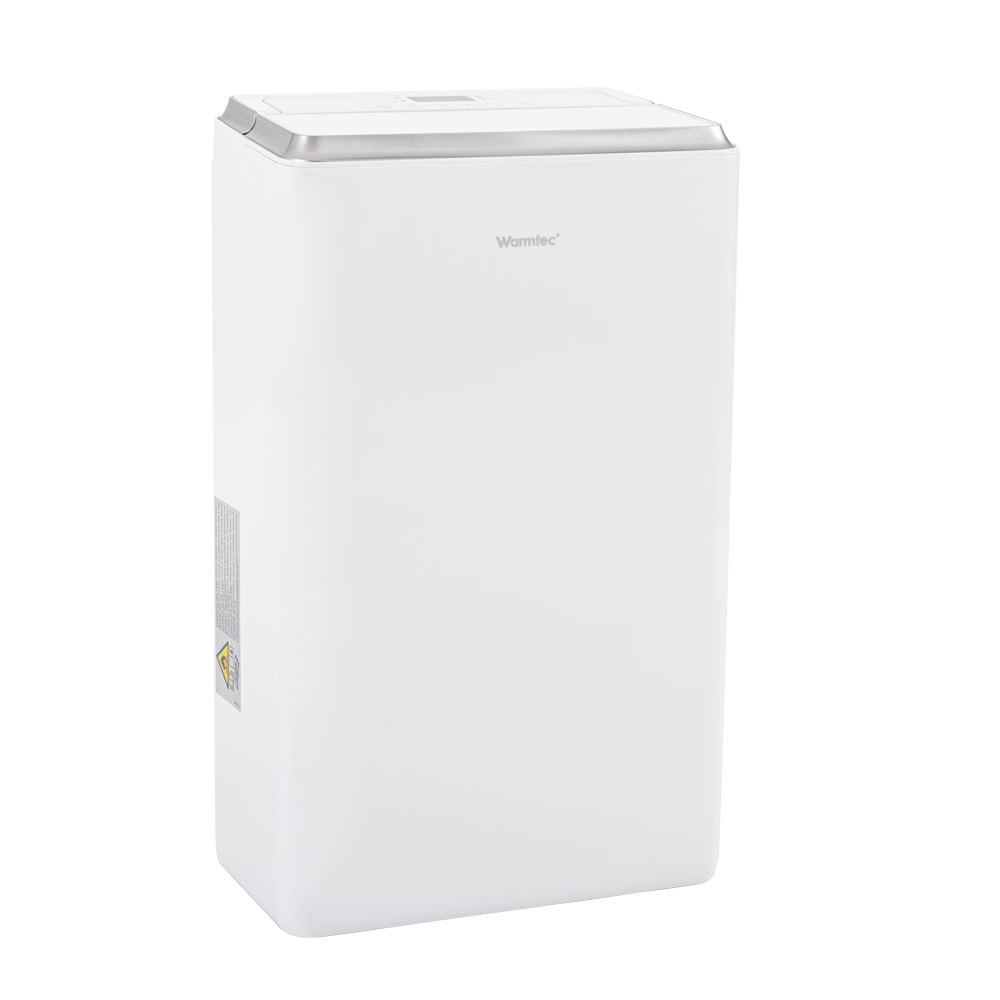 Biały osuszacz powietrza z srebrną ramką i logo Warmtec.