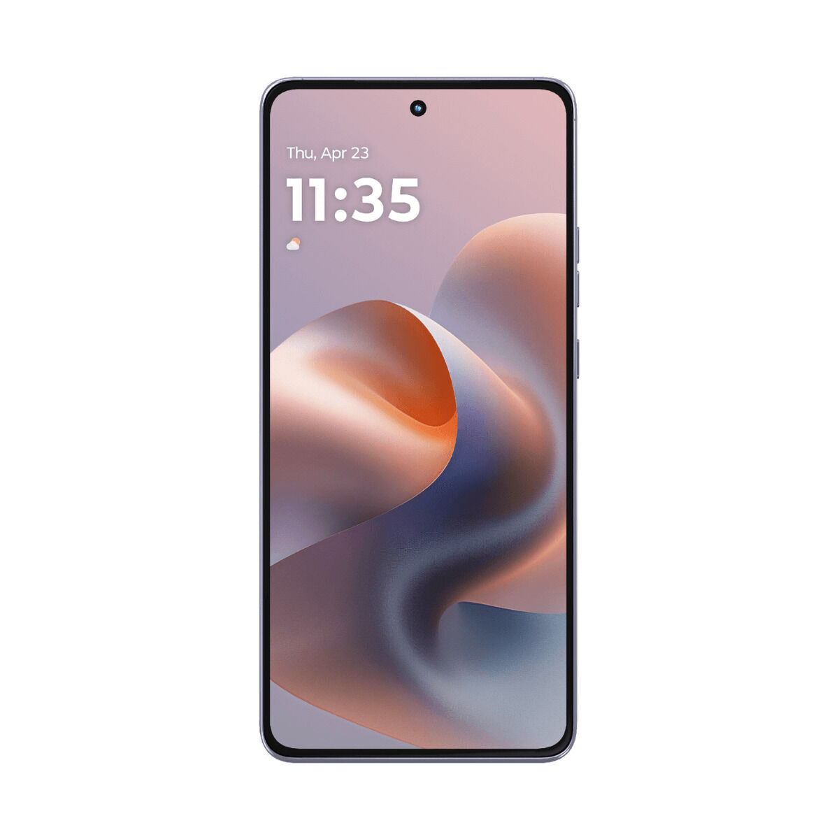 Nowoczesny smartfon wyświetla 11:35 na abstrakcyjnej, płynnej tapecie.