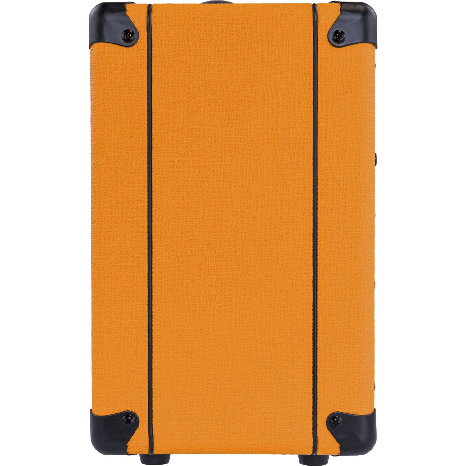 An orange guitar amplifier with black corners and trim.