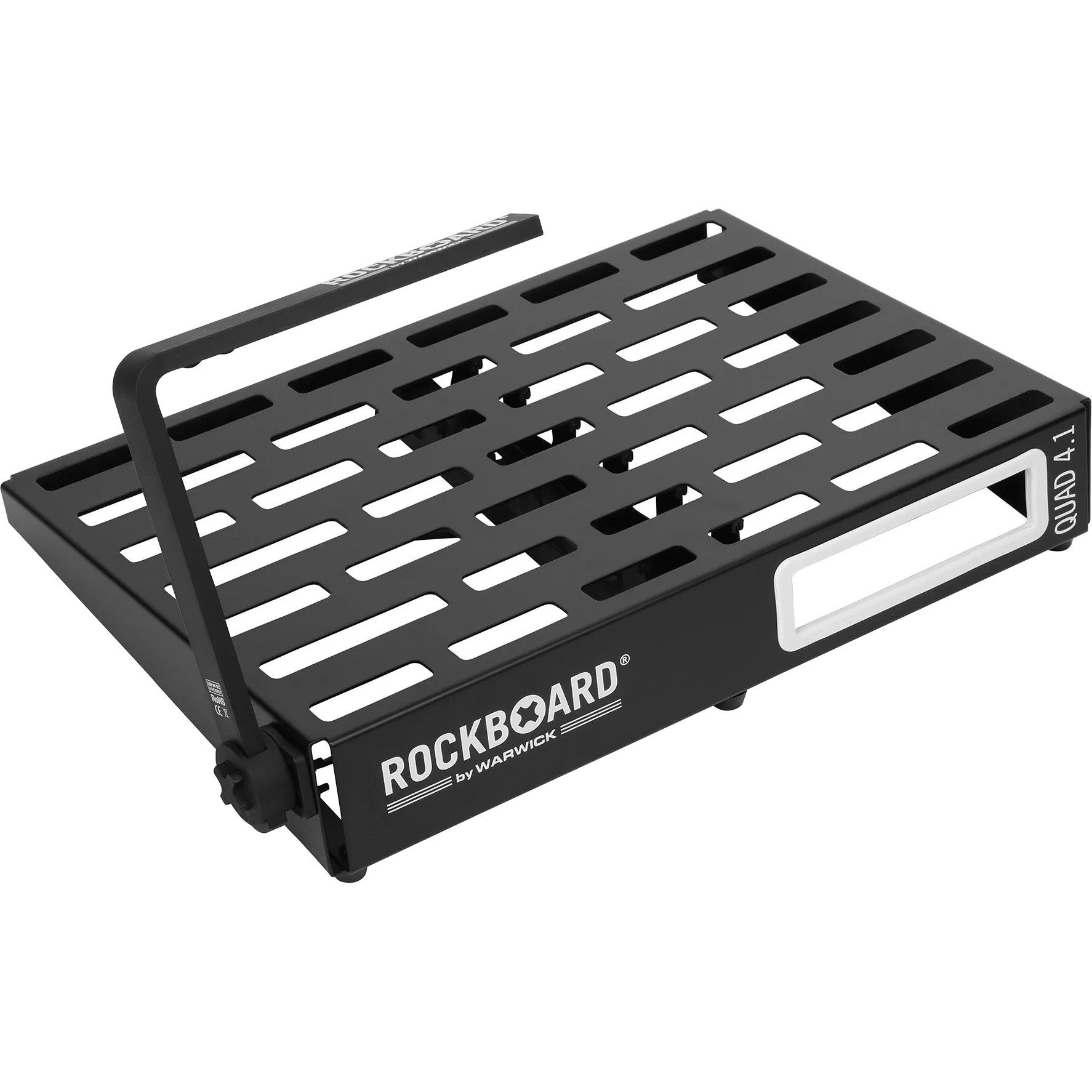 Black pedalboard with handle and ventilation slots. Rockboard by Warwick brand.