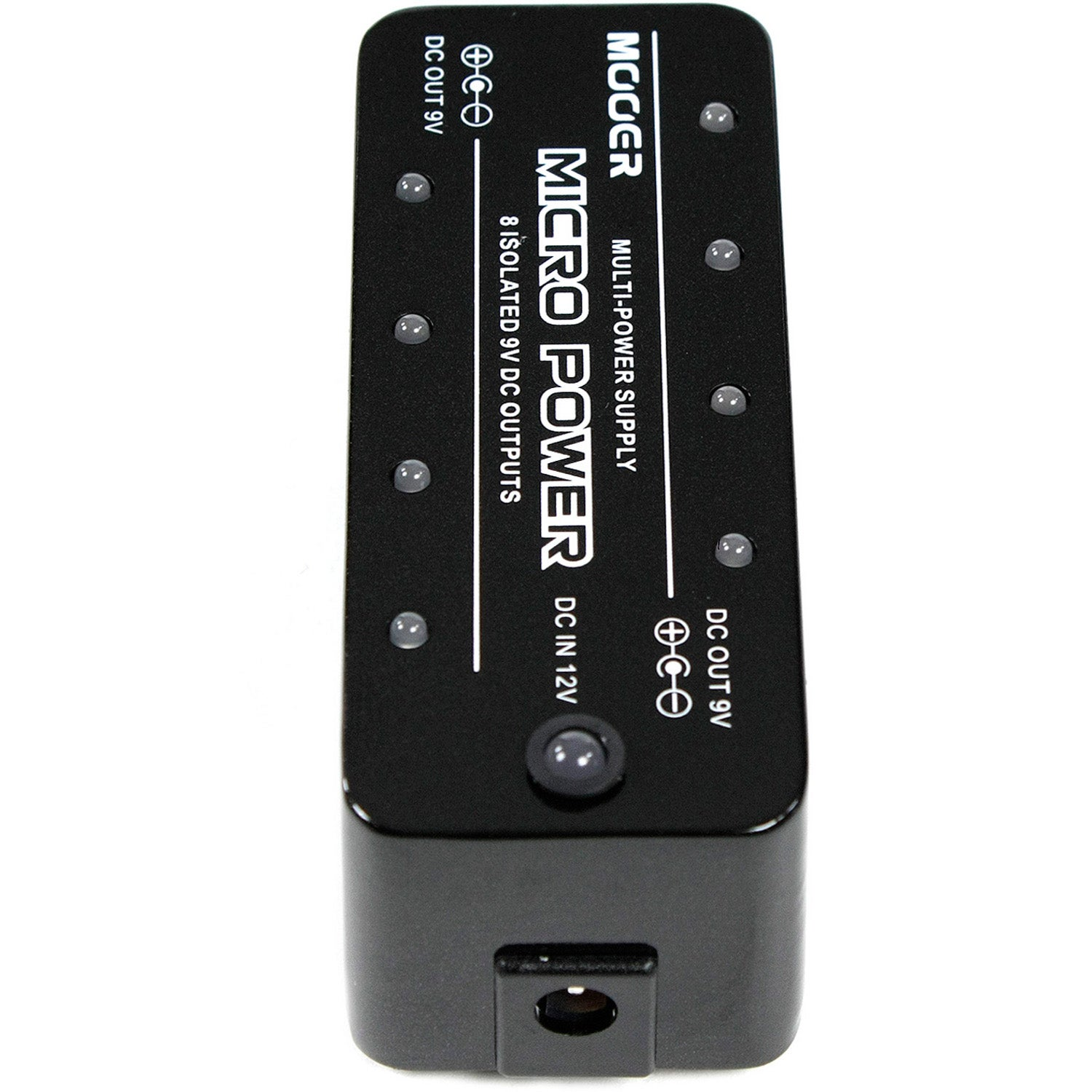 8 izoleli 9V DC çıkışlı siyah Mooer Micro Power güç kaynağı.