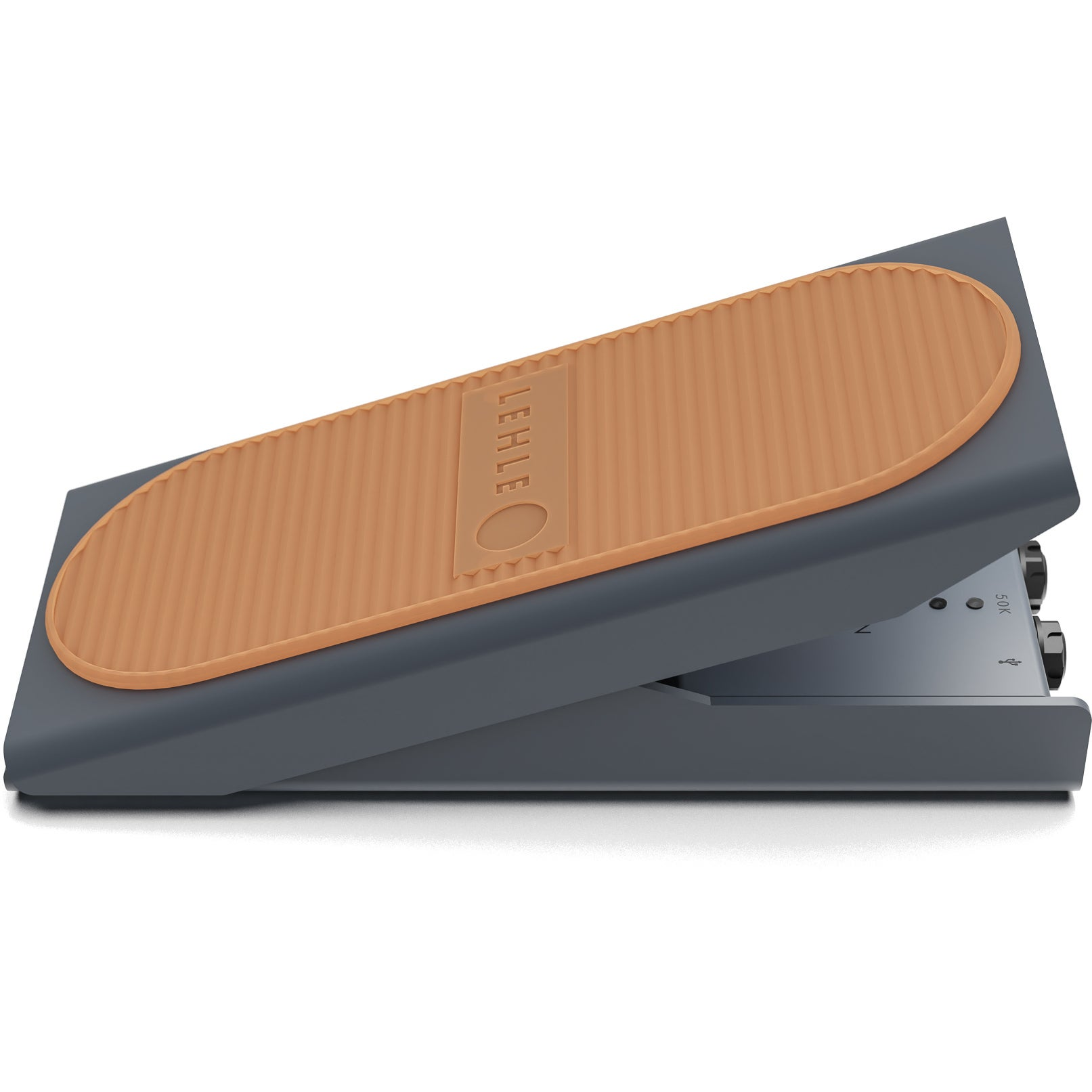 Gray effect pedal with a brown ribbed tread and LEHLE logo.