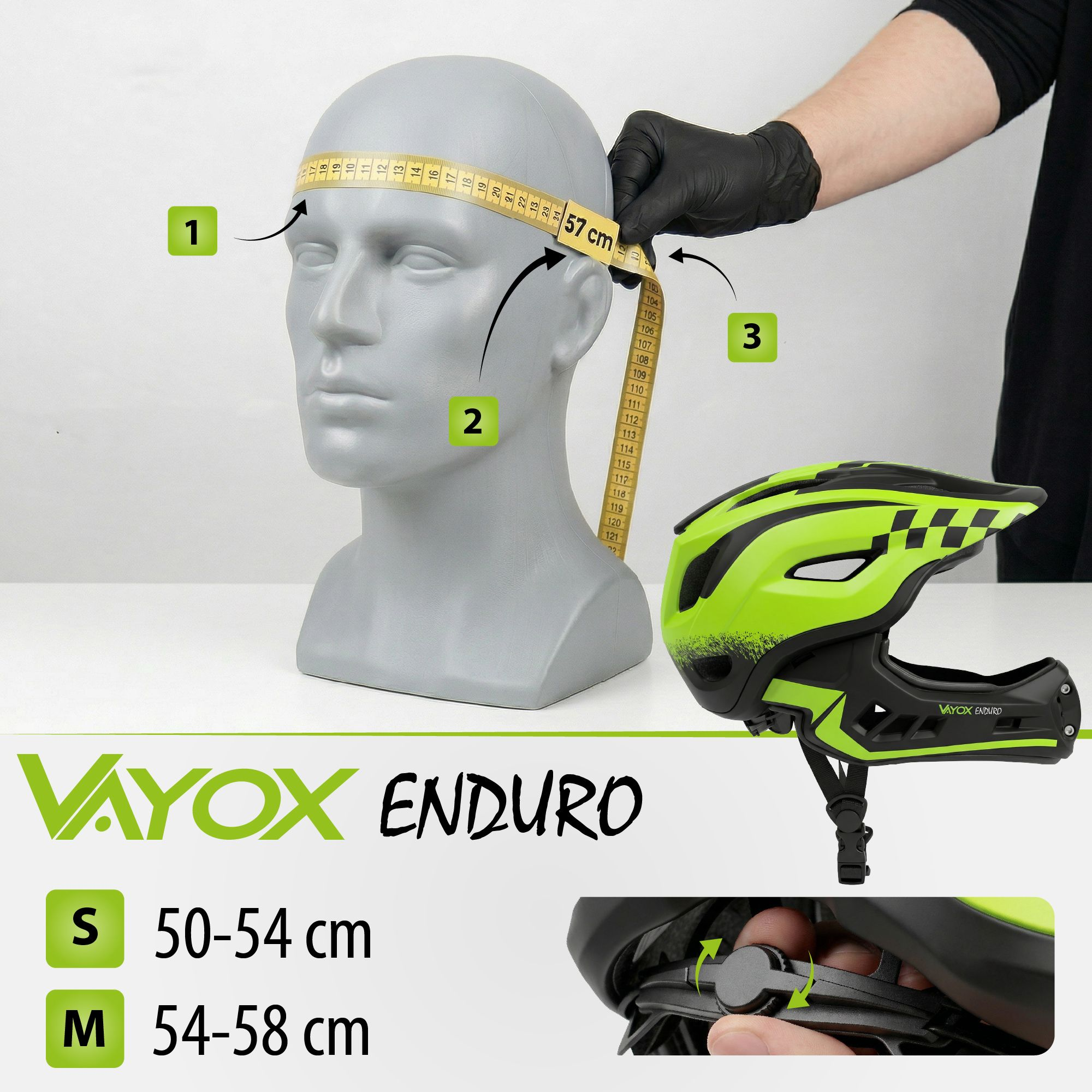 Przewodnik po rozmiarach kasków: Miarka na głowie, kask i rozmiary.