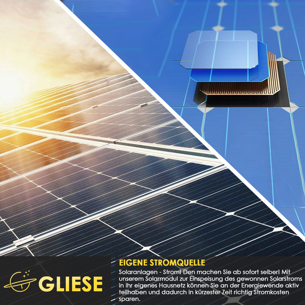 Solarzellen-Panel-Layout und schematische Darstellung eines Solarzellenmoduls auf blauem Hintergrund.