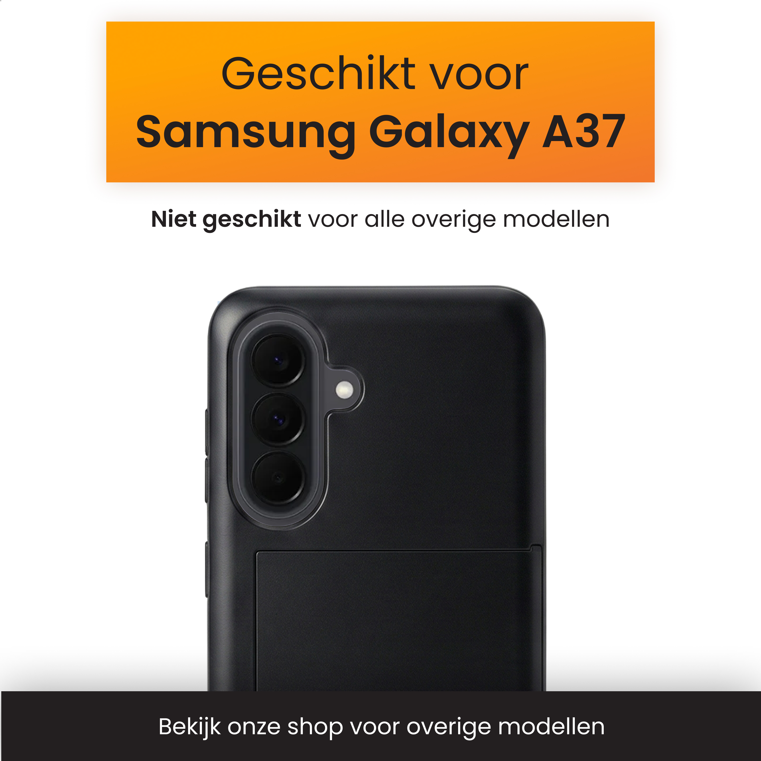 Schwarze Handyhülle für Samsung Galaxy A37 mit Kamera.