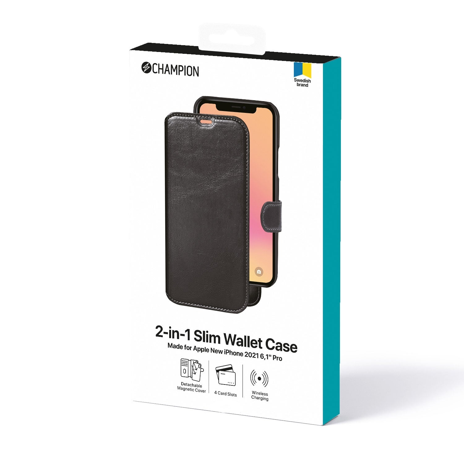 Funda tipo cartera Champion 2 en 1 para iPhone 2021 6,1 pulgadas.