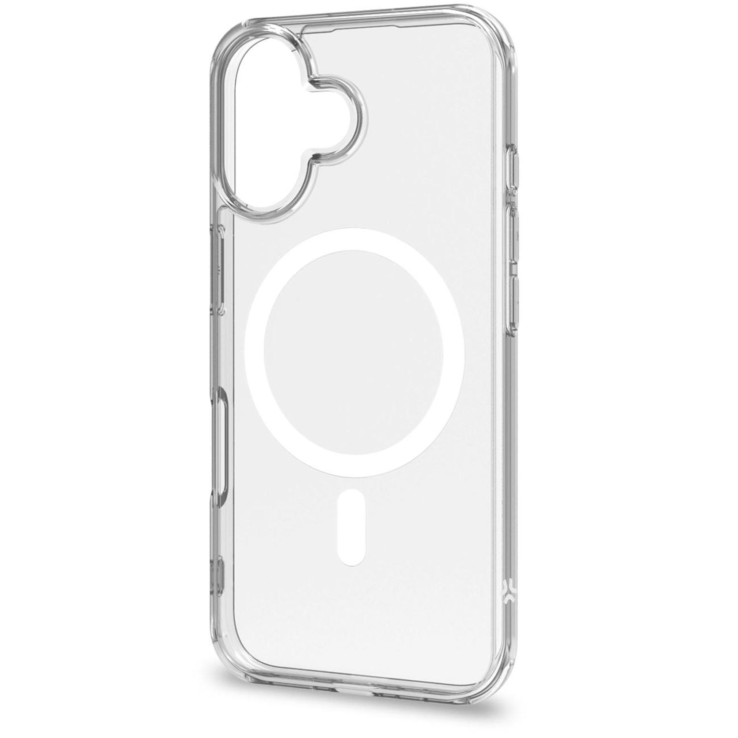 Custodia trasparente per telefono con cerchio e striscia magnetici.