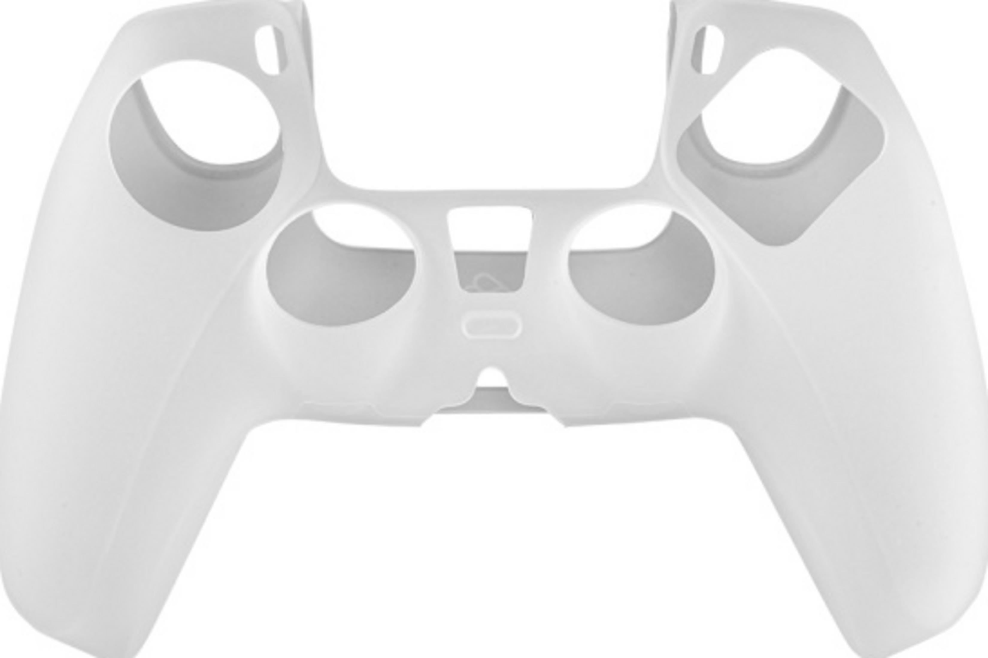 Funda blanca de silicona para mando con agarres y recortes.