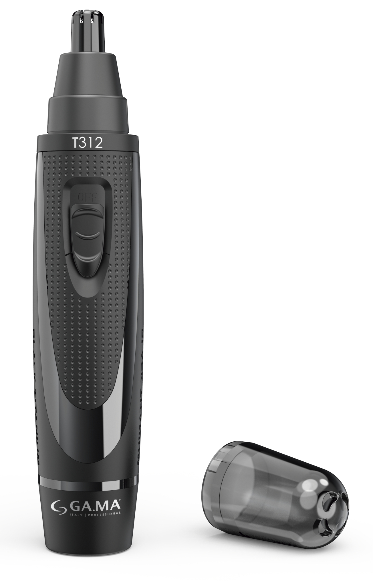 Black nose trimmer with T312 marking and detached protective cap.