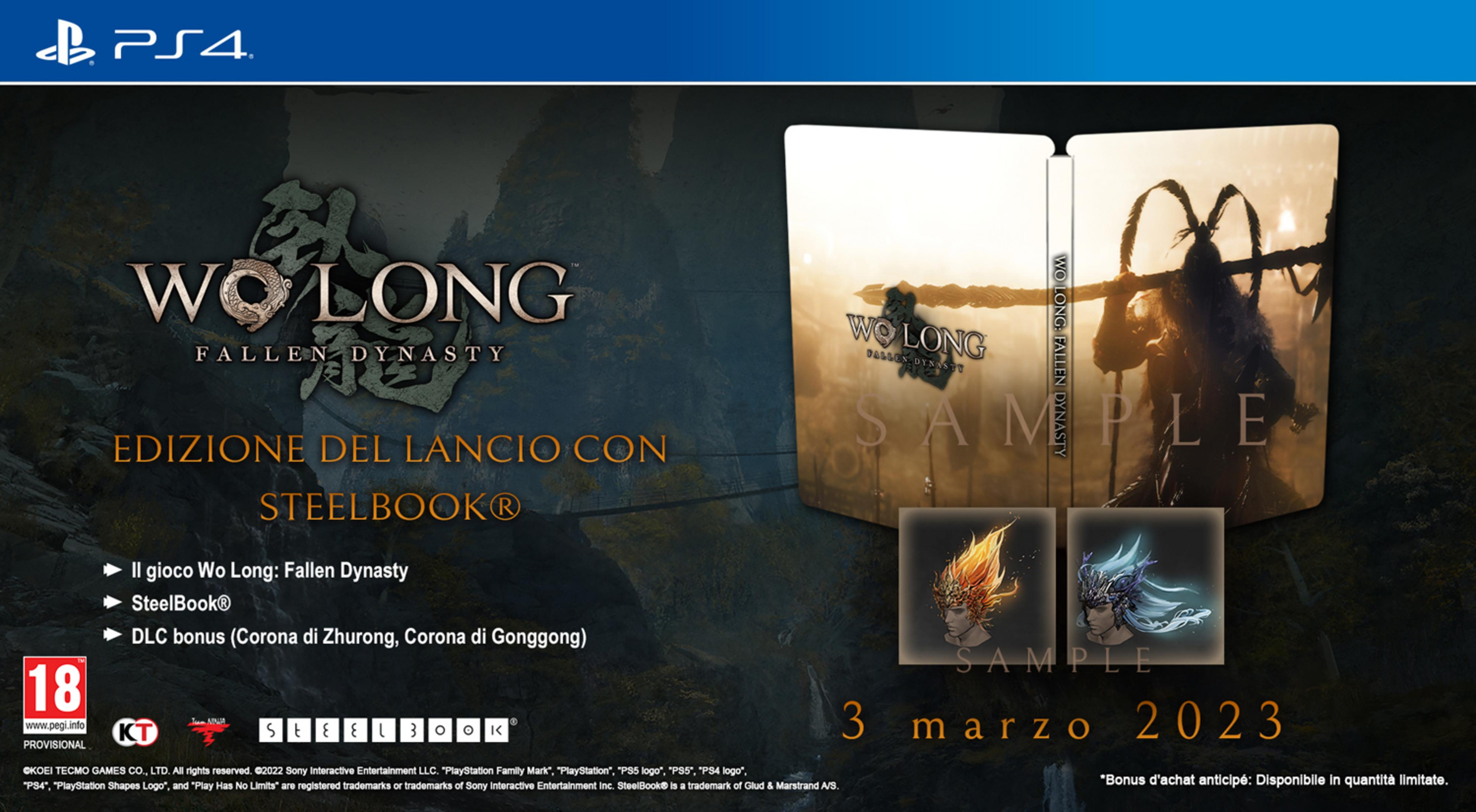 Gioco PS4 "Wo Long: Fallen Dynasty" Edizione Steelbook con bonus.