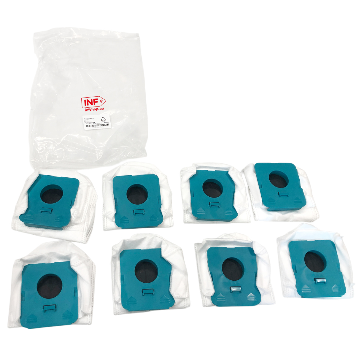 Opakowanie worków do odkurzacza z większym workiem na górze.