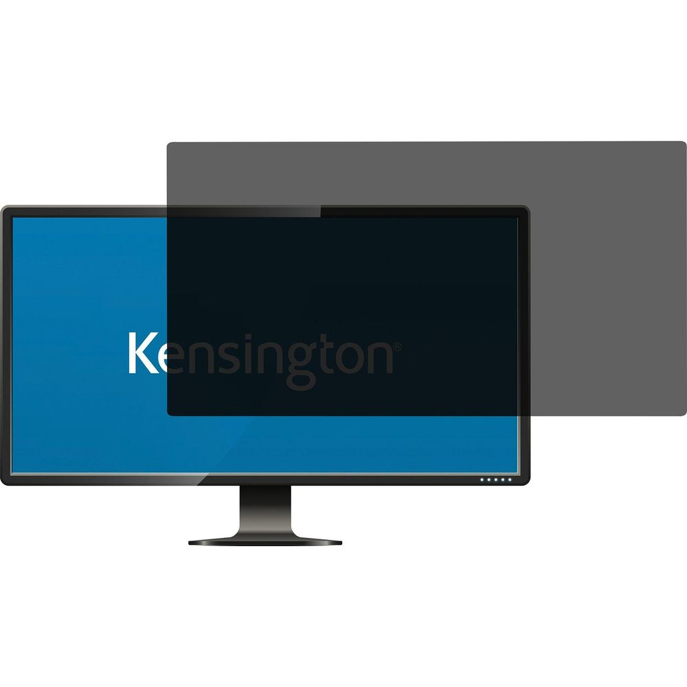 Ein Sichtschutzfilter bedeckt einen Teil eines Monitors mit dem Kensington-Logo.