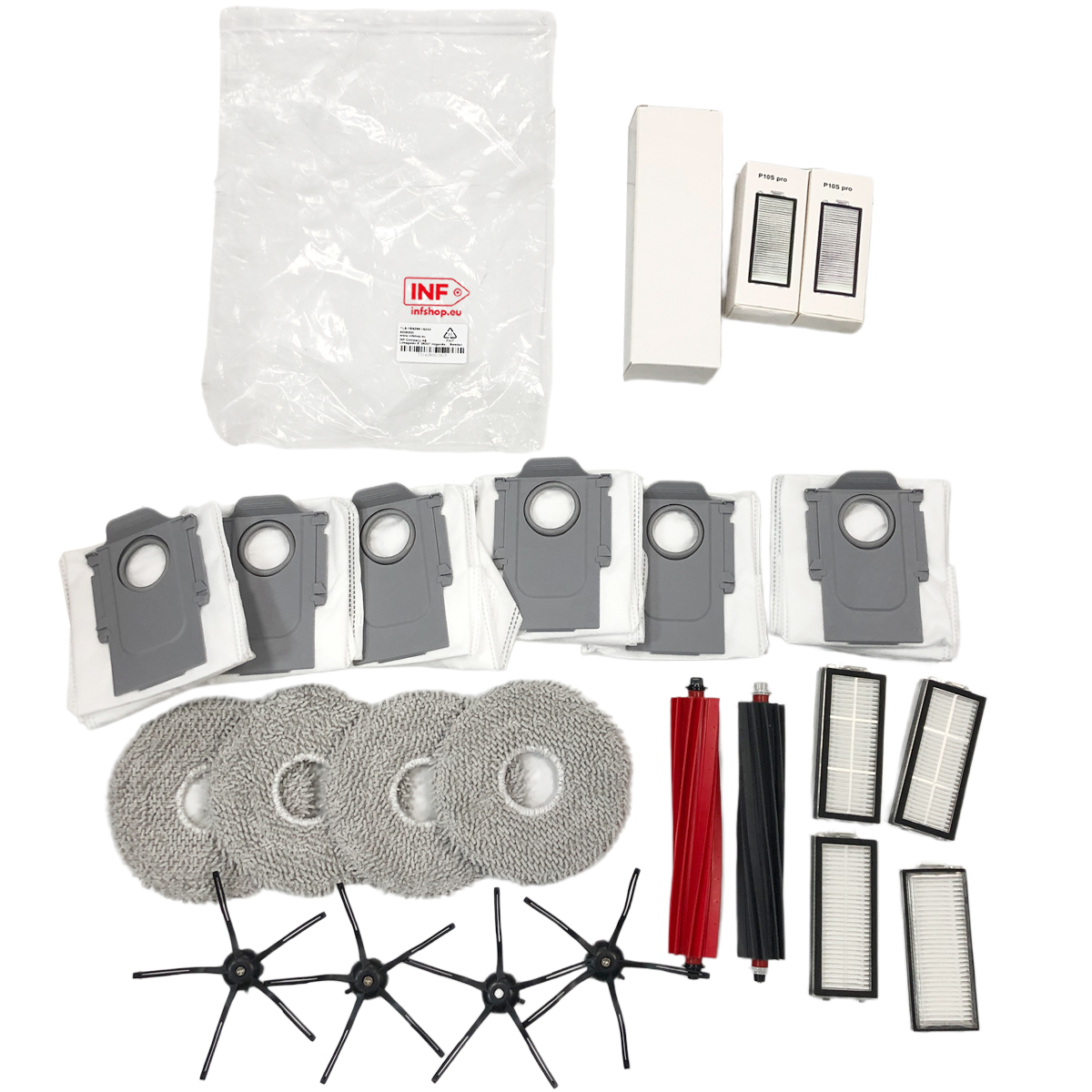 Akcesoria do odkurzacza: filtry, szczotki, mopy i worki.