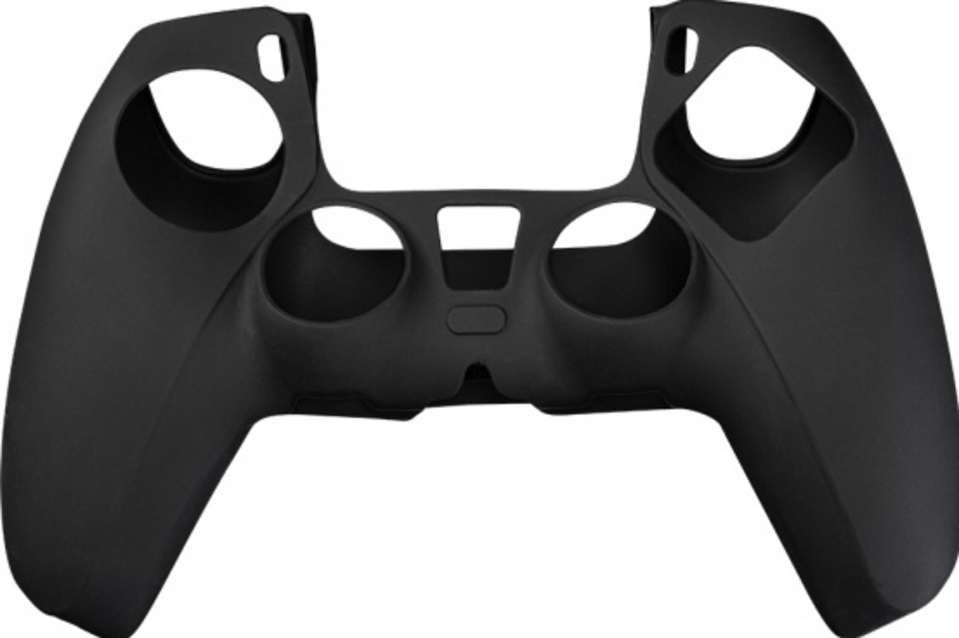 Funda negra de plástico para agarre de controlador, cubriendo mangos y botones.