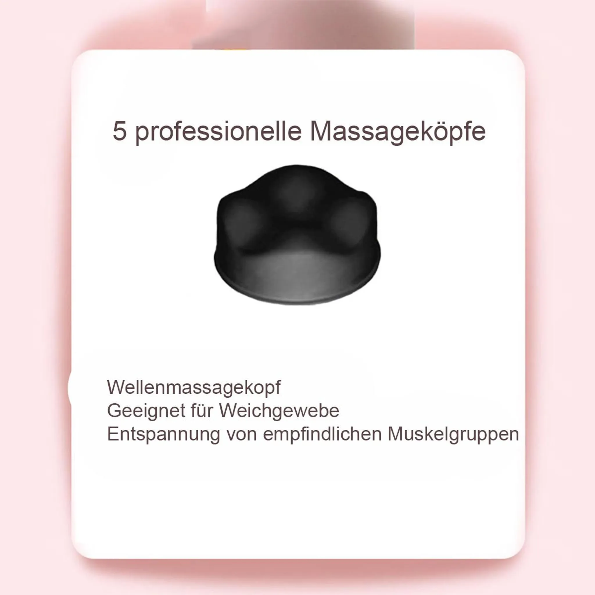 Schwarzer Wellenmassagekopf für Weichgewebe und empfindliche Muskeln.
