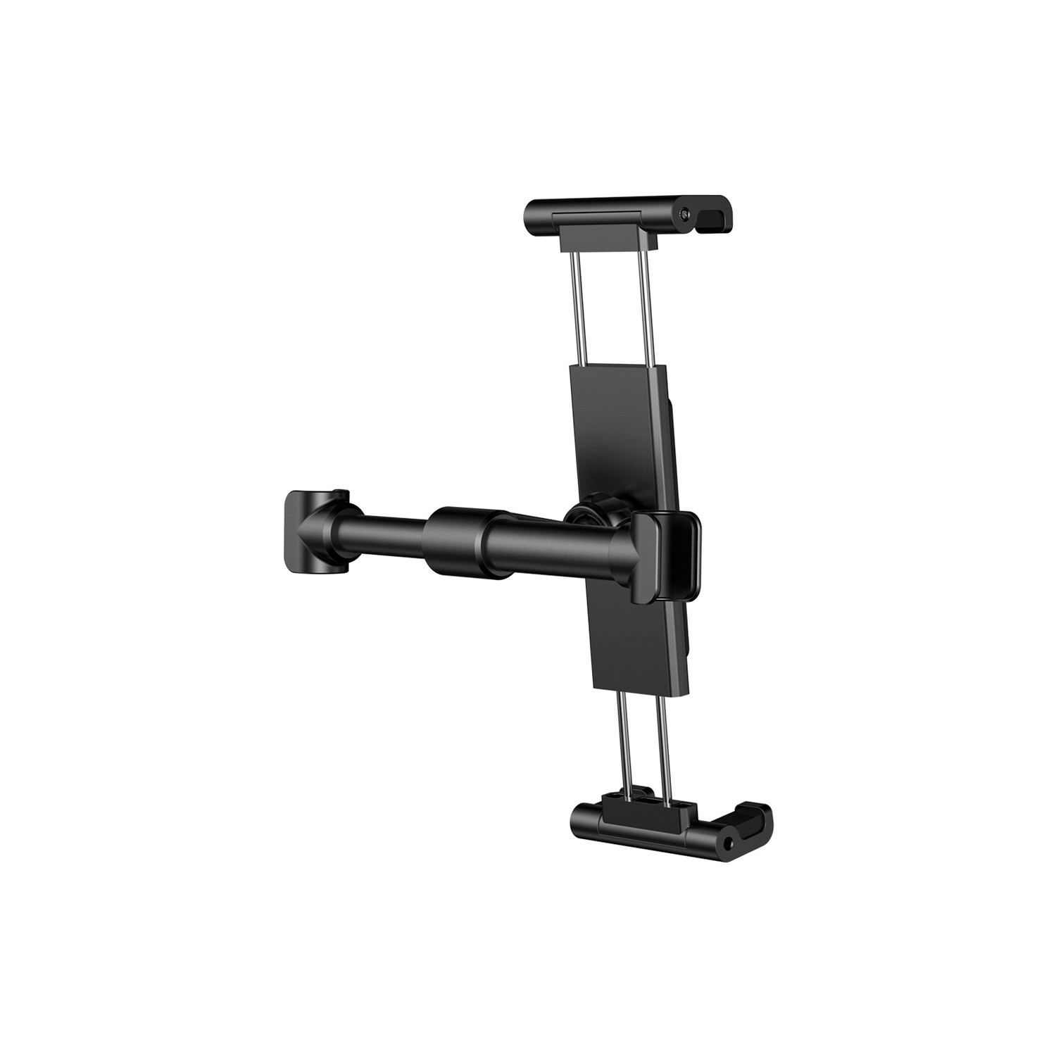 Czarny regulowany uchwyt do tabletu lub smartfona ze przegubowym ramieniem.