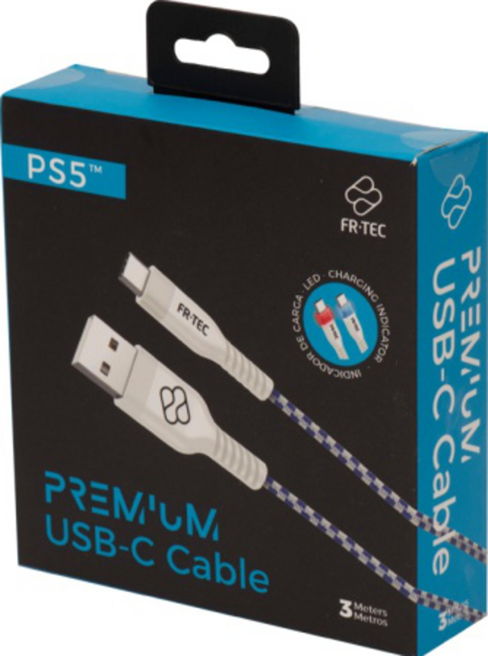 Cavo USB-C Premium PS5 con indicatore di carica e lunghezza 3m.