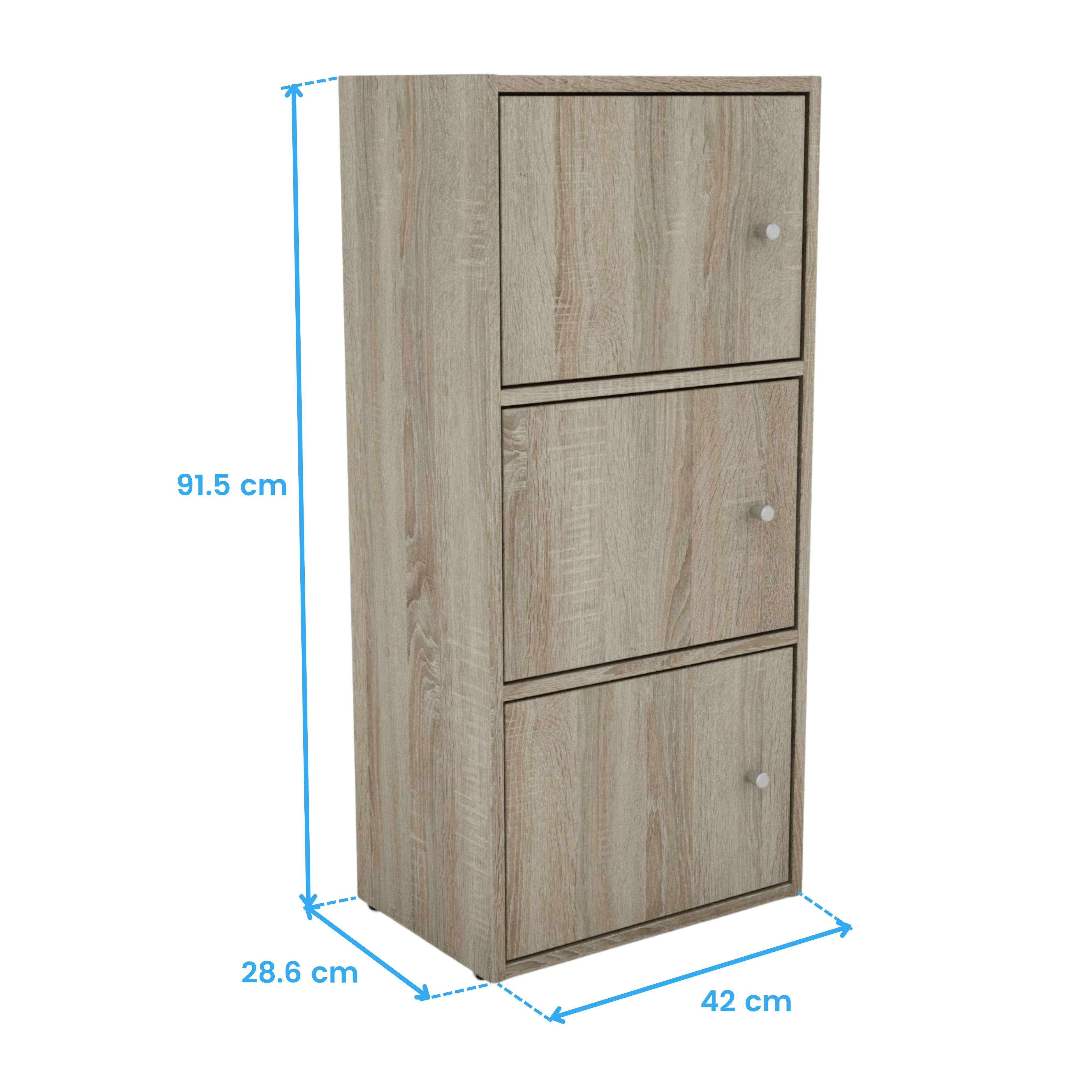 Armario de madera con tres puertas, AlxAnxPr: 91,5x42x28,6 cm.