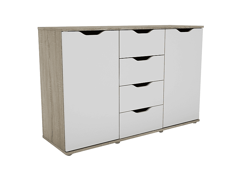 AKORD Commode K-120 met 10 (2 x 5) laden | voor de woonkamer slaapkamer kast kantoor studeerkamer | Modern functioneel design | B120 x H121 x D40 cm, gewicht 70 kg | Elzenhout
