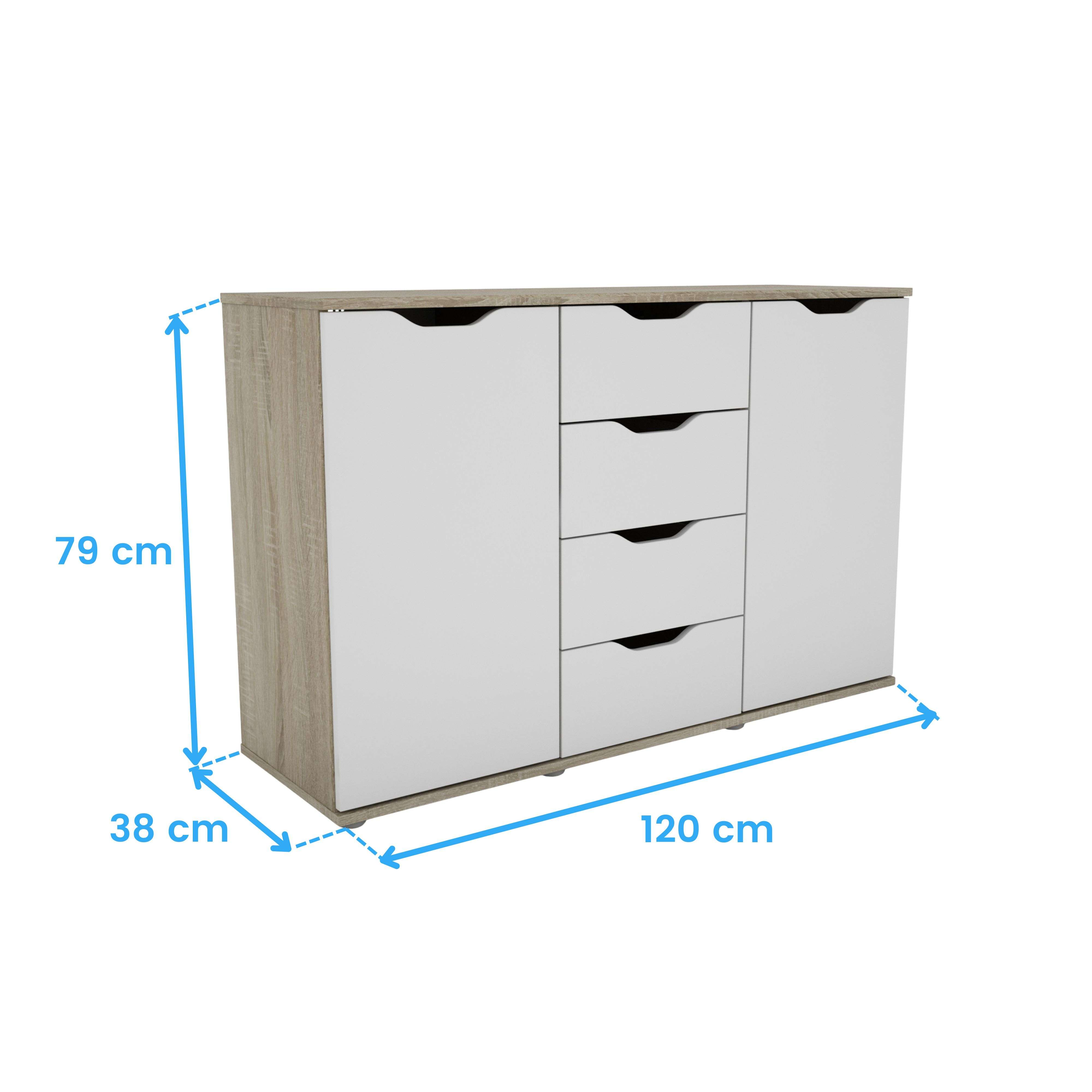 AKORD Commode K60 met 6 laden | voor de woonkamer slaapkamer kast kantoor werkkamer | modern functioneel design | B60 x H 130 x D 40 cm, gewicht 43 kg | elzenhout